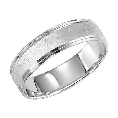 14k White Gold Diagonal Satin Finish size 10