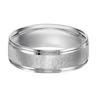 14k White Gold Diagonal Satin Finish size 10