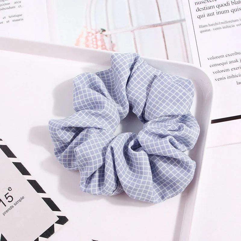 1PC Vintage Scrunchie Stretch Headband Dot Plaid Scrunchies Women Elastic Hair Bands Girls Hair Ties Striped Hair Accessories