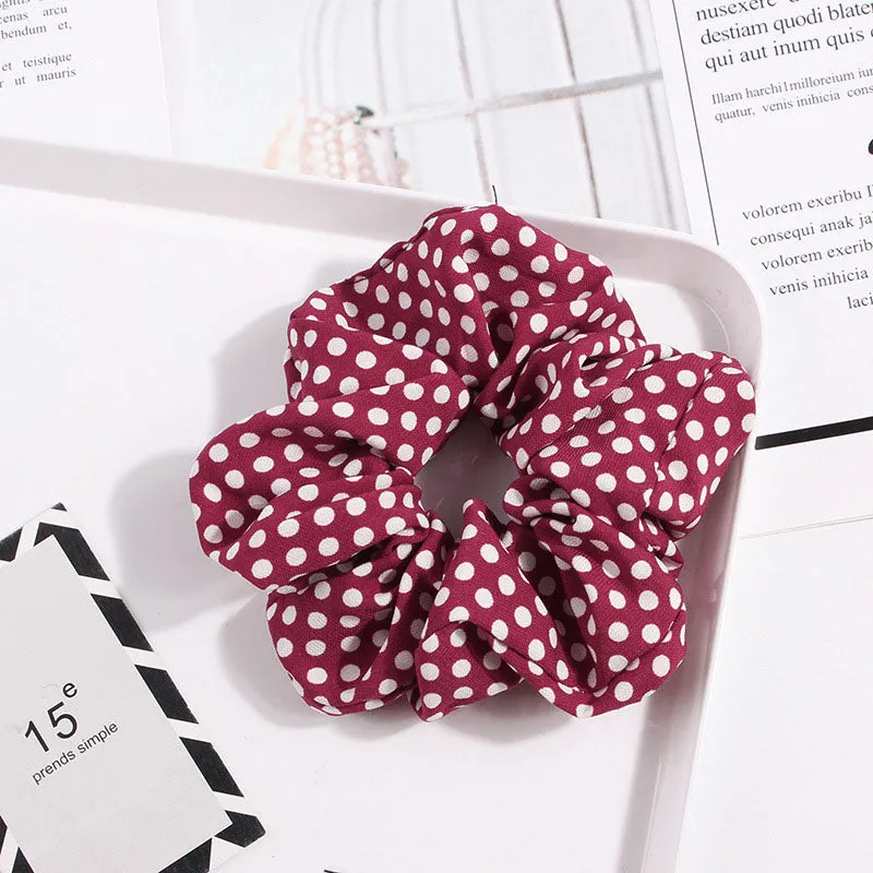 1PC Vintage Scrunchie Stretch Headband Dot Plaid Scrunchies Women Elastic Hair Bands Girls Hair Ties Striped Hair Accessories