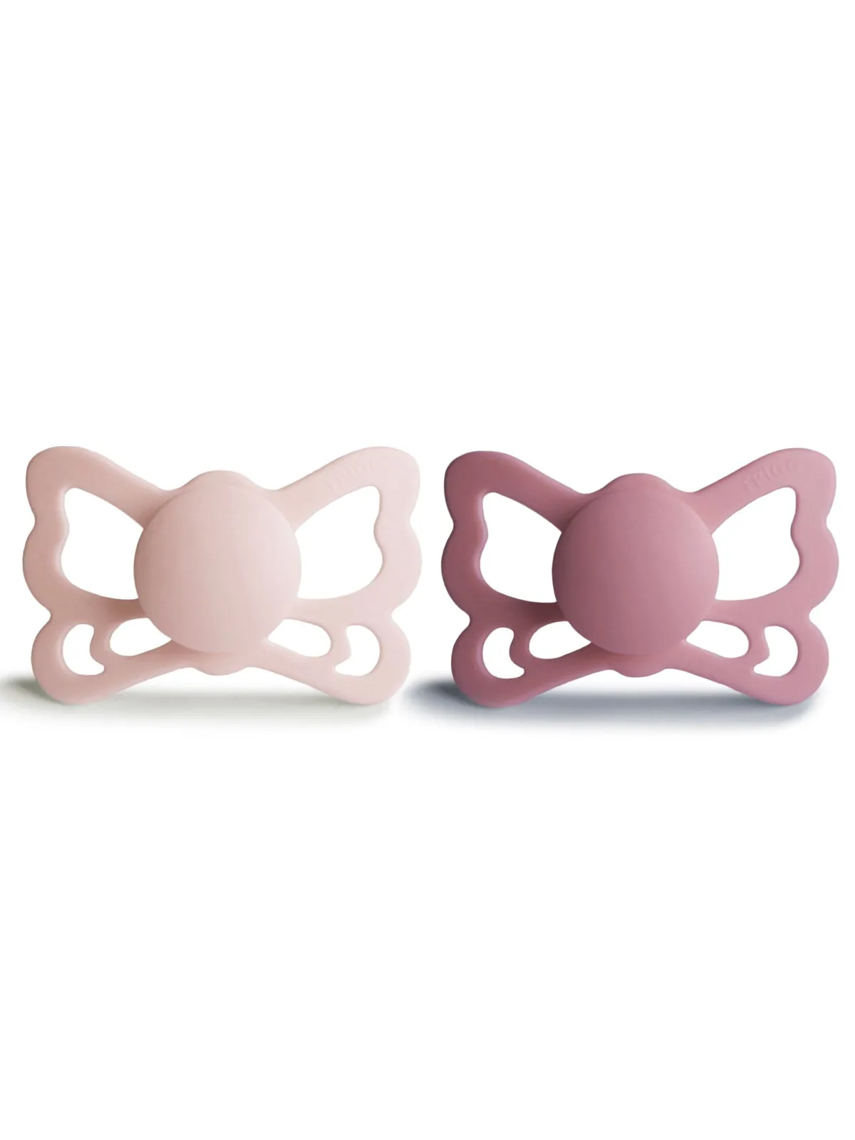 2-Pack Butterfly Anatomical Silicone Pacifiers, Blush/Cedar (6-18 months)