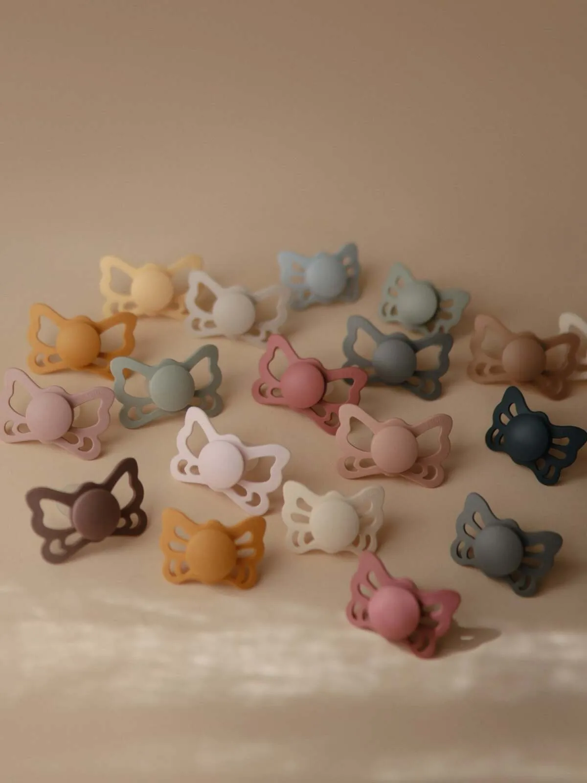 2-Pack Butterfly Anatomical Silicone Pacifiers, Blush/Cedar (6-18 months)