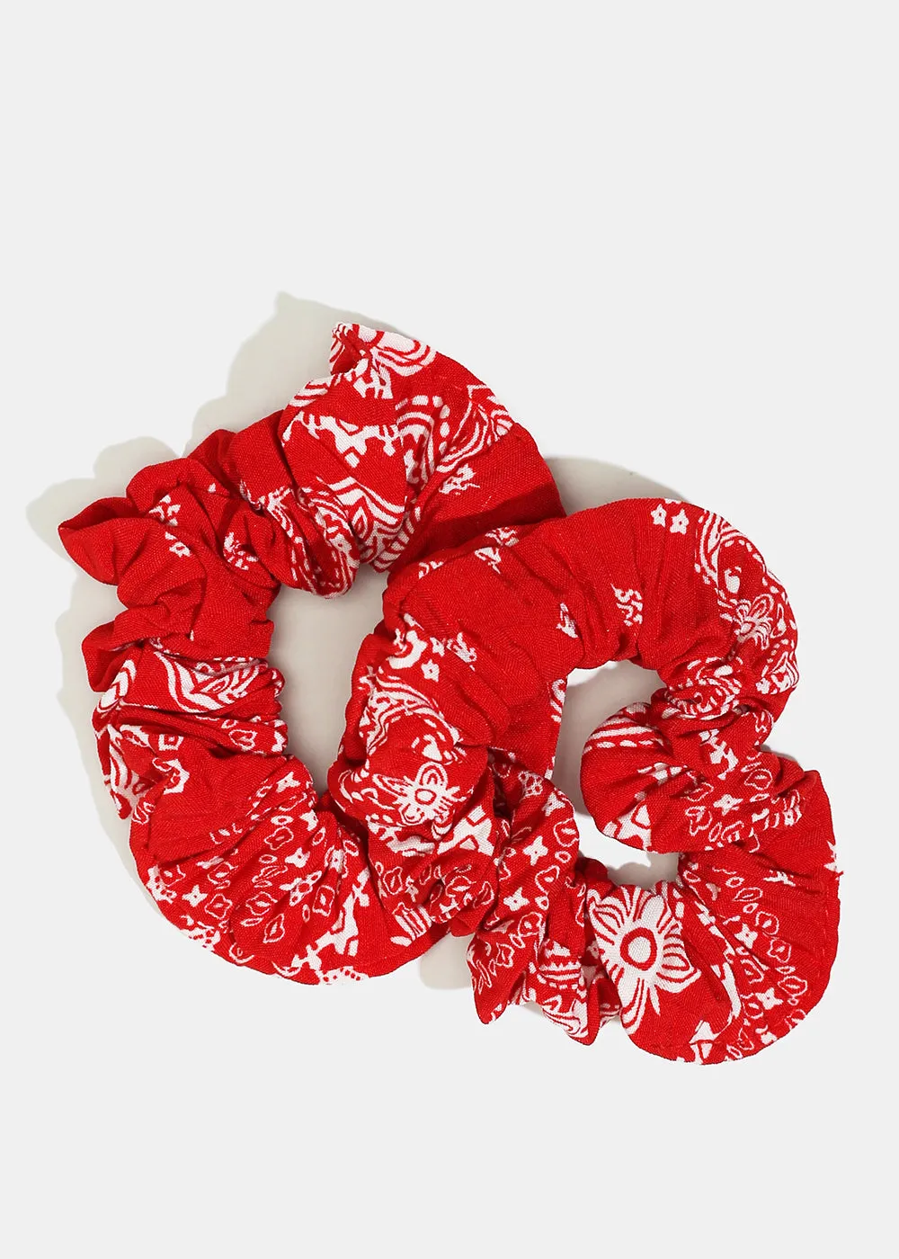 2-Piece Flower Print Scrunchies