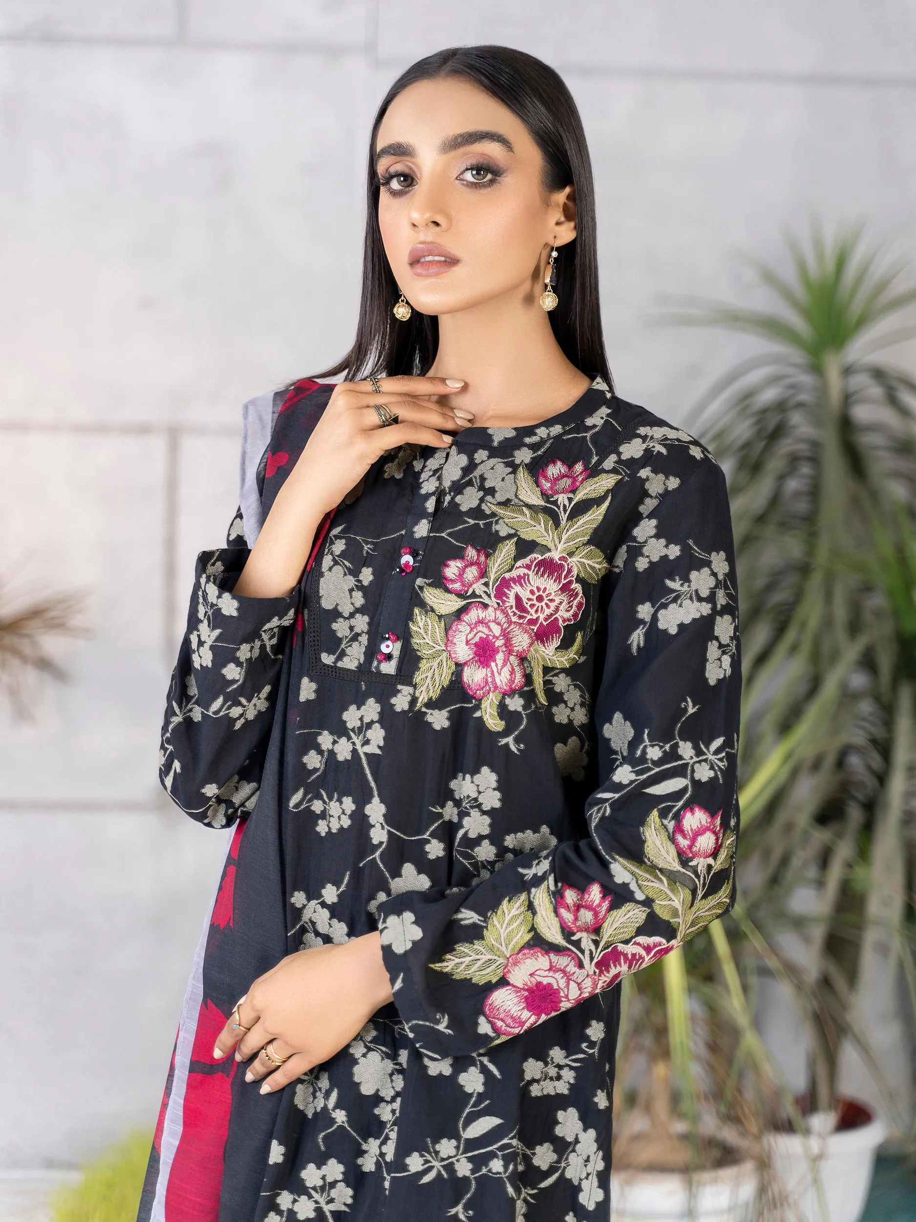 2 Piece Jacquard Suit-Embroidered (Unstitched)