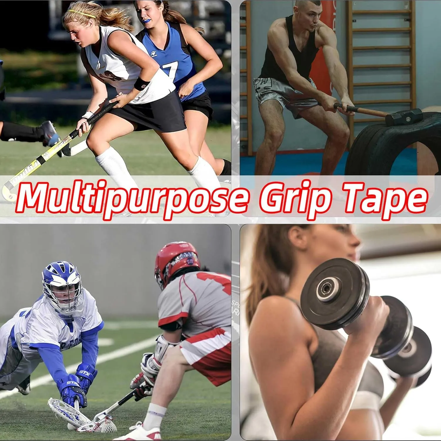 2 Rolls Hockey Tape, Multipurpose Cloth Tape Grip Tape for Lacrosse Stick, Baseball & Softball Bats, Rackets, Pullup Bars, Gardening Tools, Gym, Sports Handle