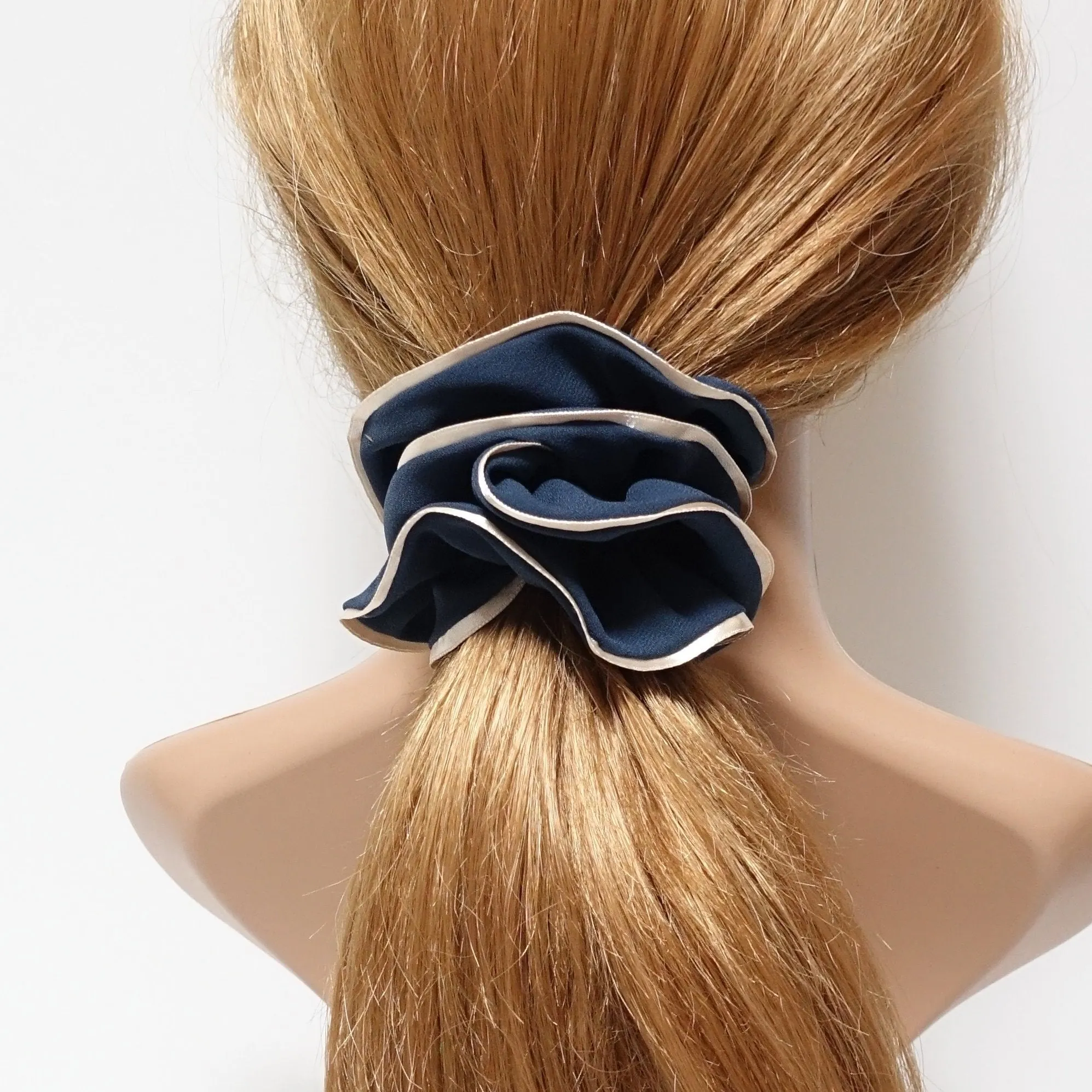 2 trim chiffon scrunchy glossy edge trim scrunchies women hair accessories