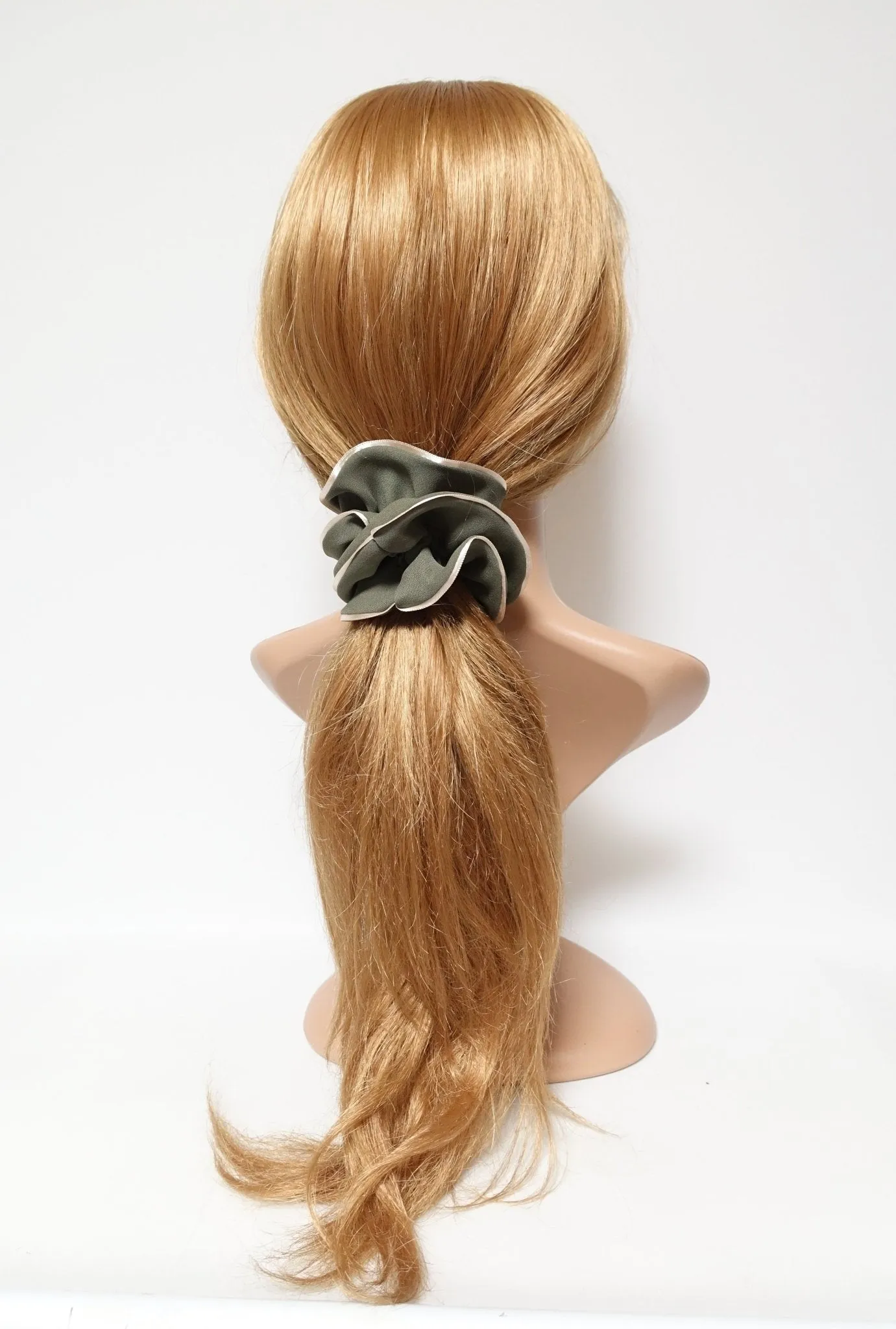2 trim chiffon scrunchy glossy edge trim scrunchies women hair accessories