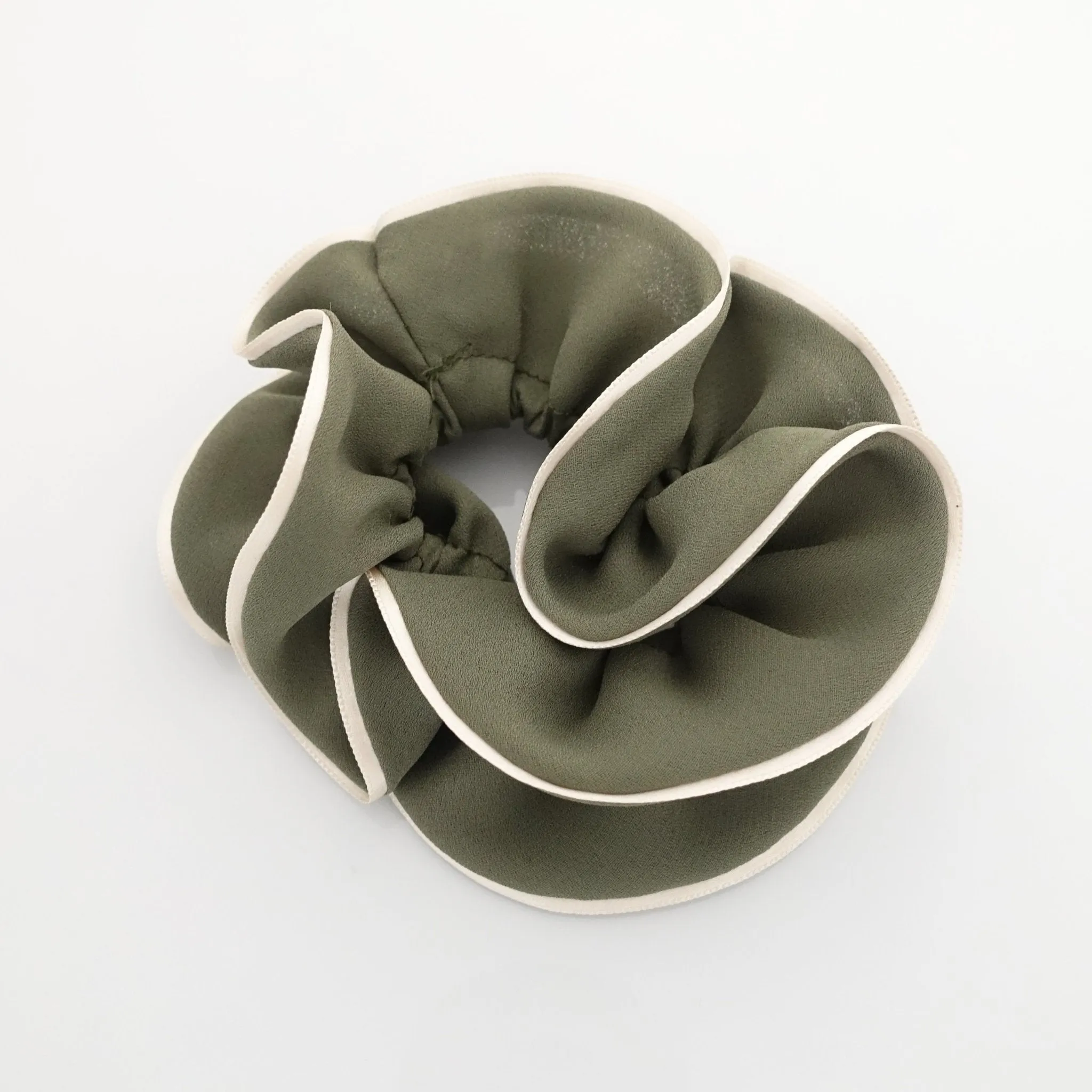 2 trim chiffon scrunchy glossy edge trim scrunchies women hair accessories
