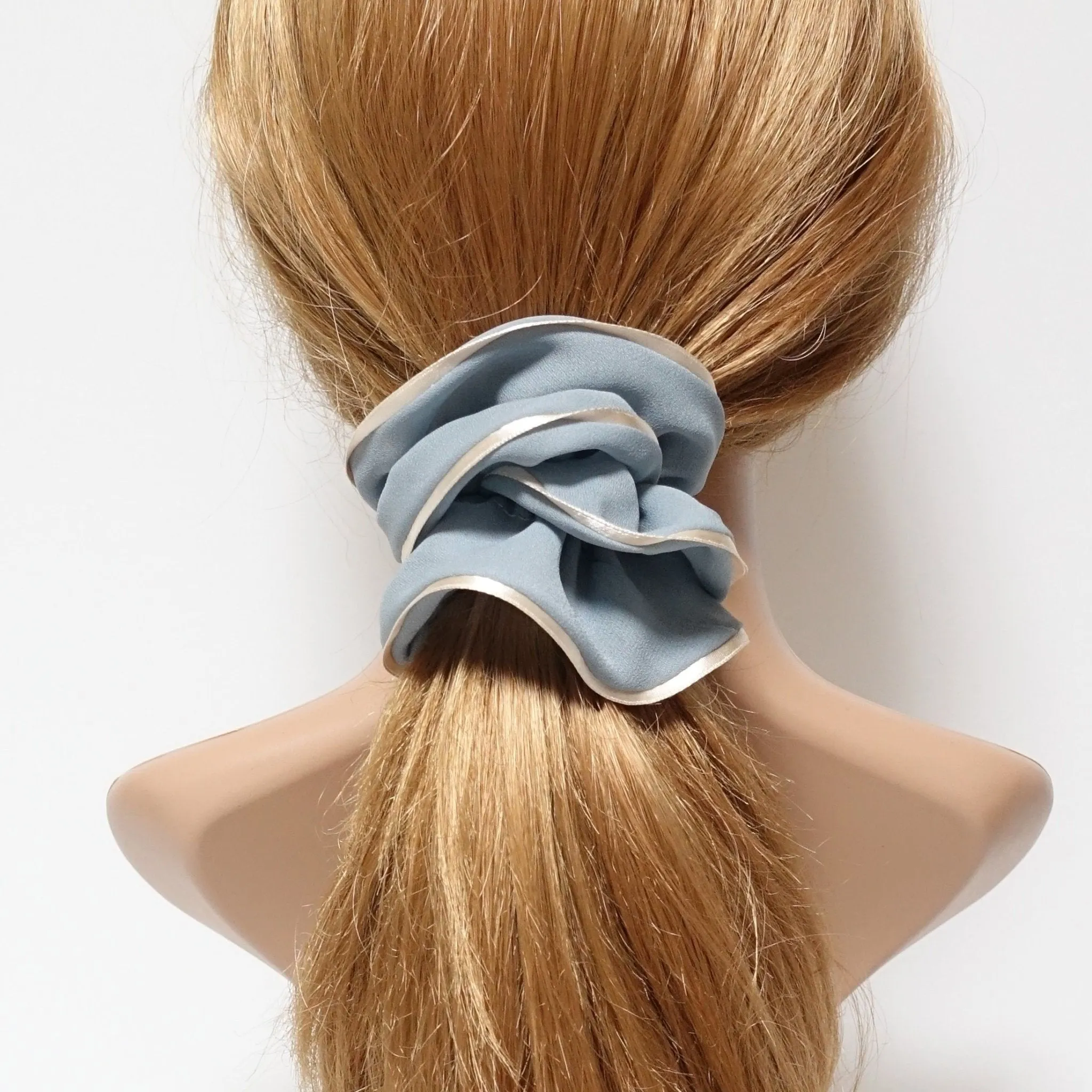 2 trim chiffon scrunchy glossy edge trim scrunchies women hair accessories