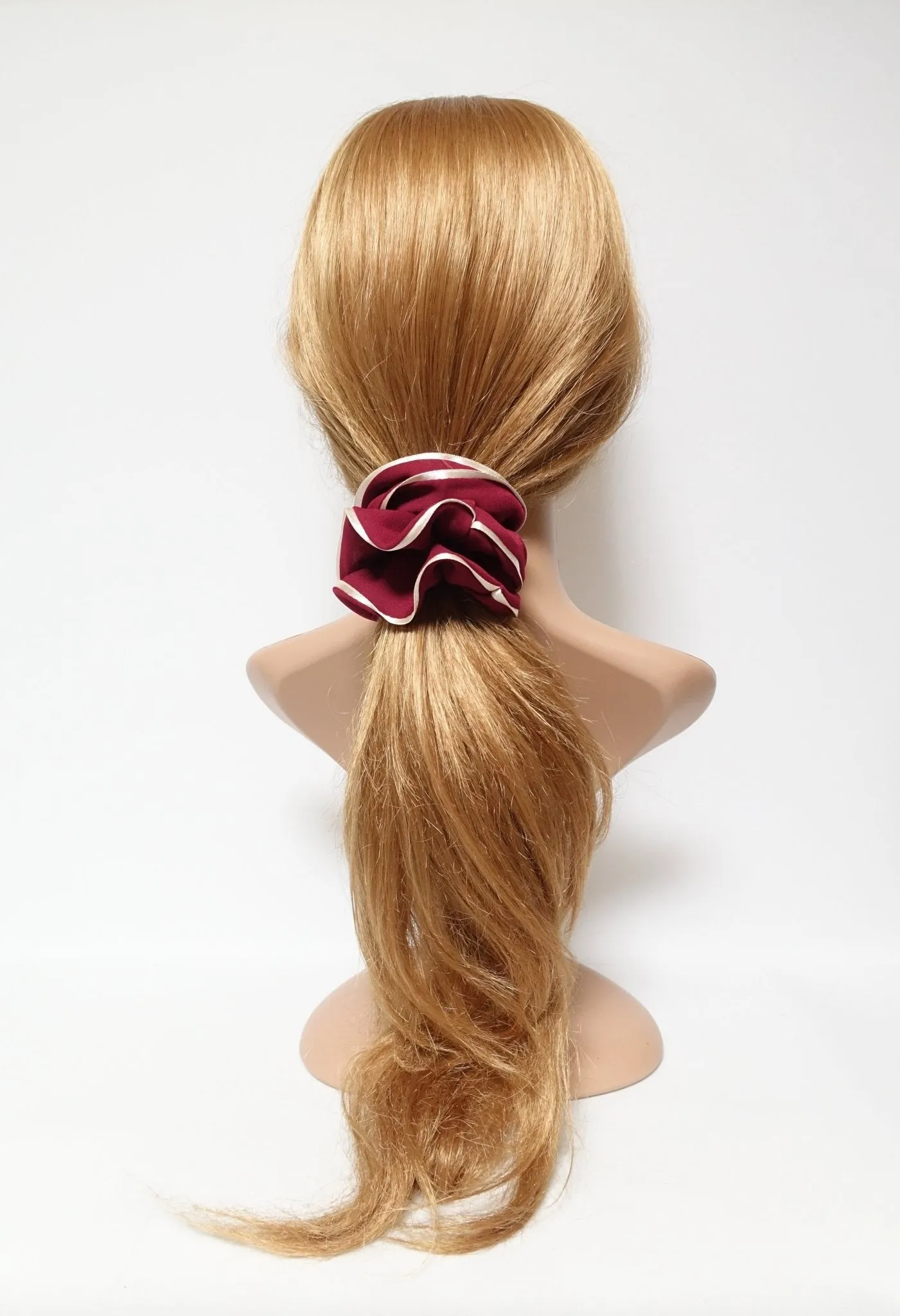 2 trim chiffon scrunchy glossy edge trim scrunchies women hair accessories