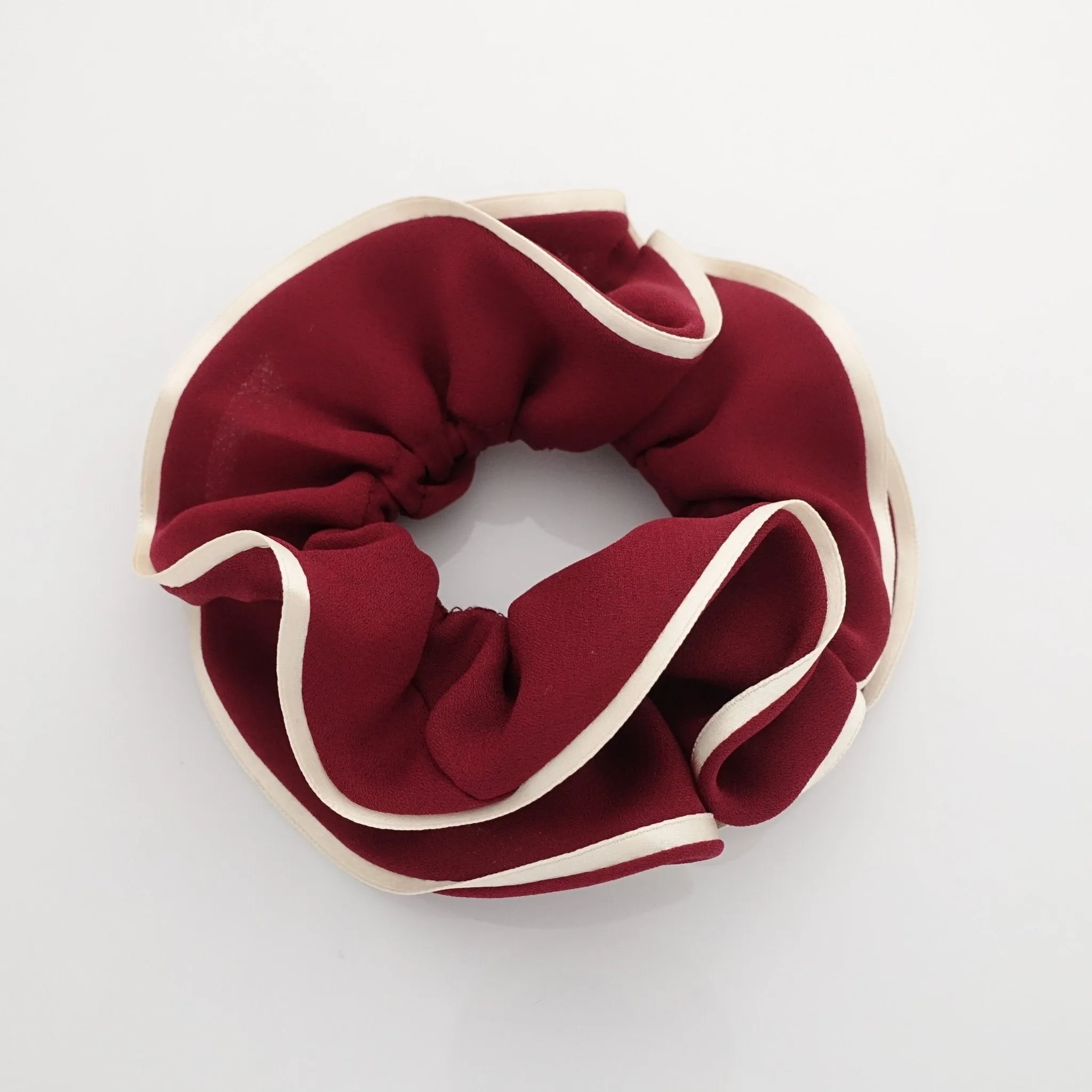 2 trim chiffon scrunchy glossy edge trim scrunchies women hair accessories