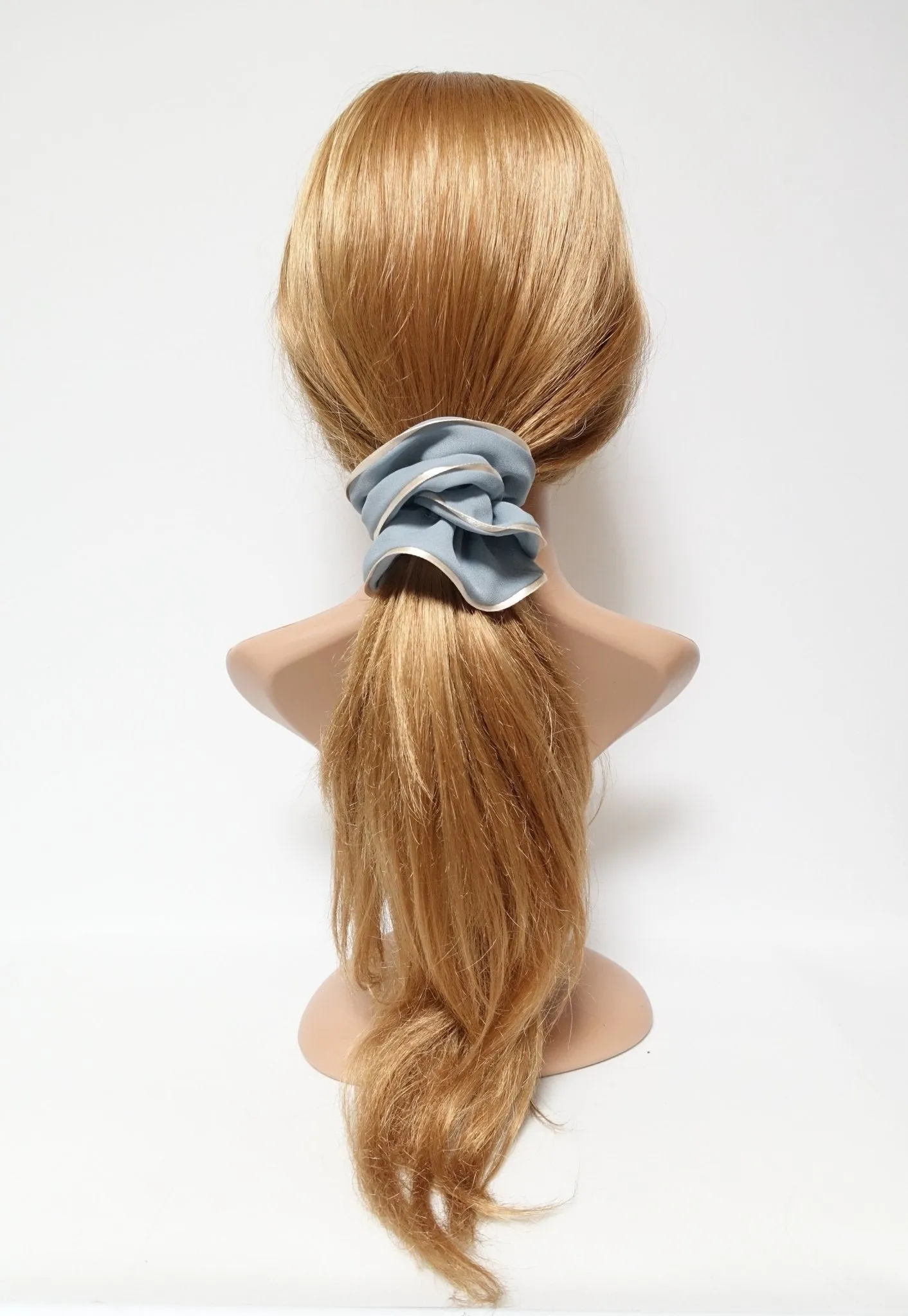 2 trim chiffon scrunchy glossy edge trim scrunchies women hair accessories