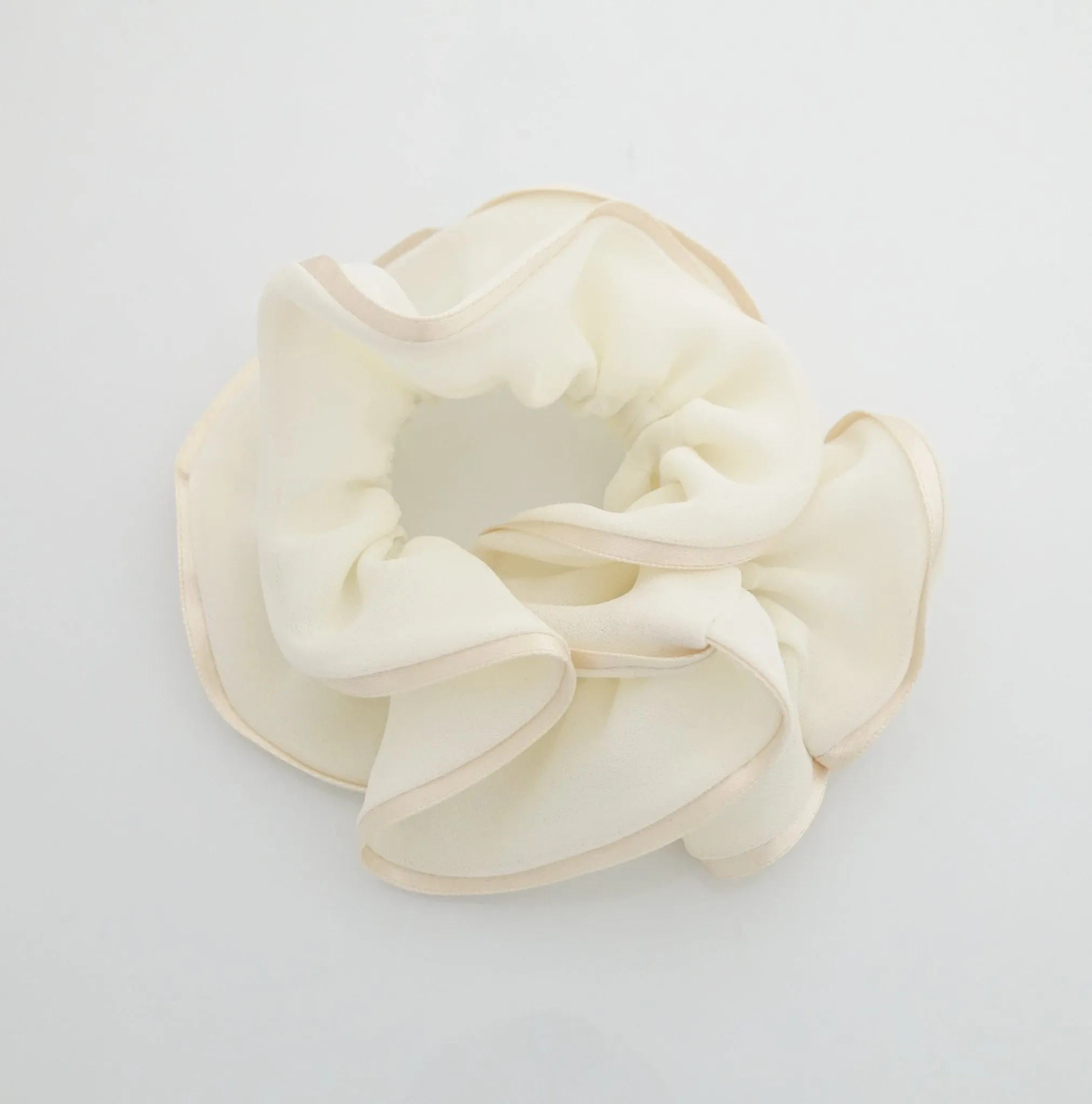 2 trim chiffon scrunchy glossy edge trim scrunchies women hair accessories
