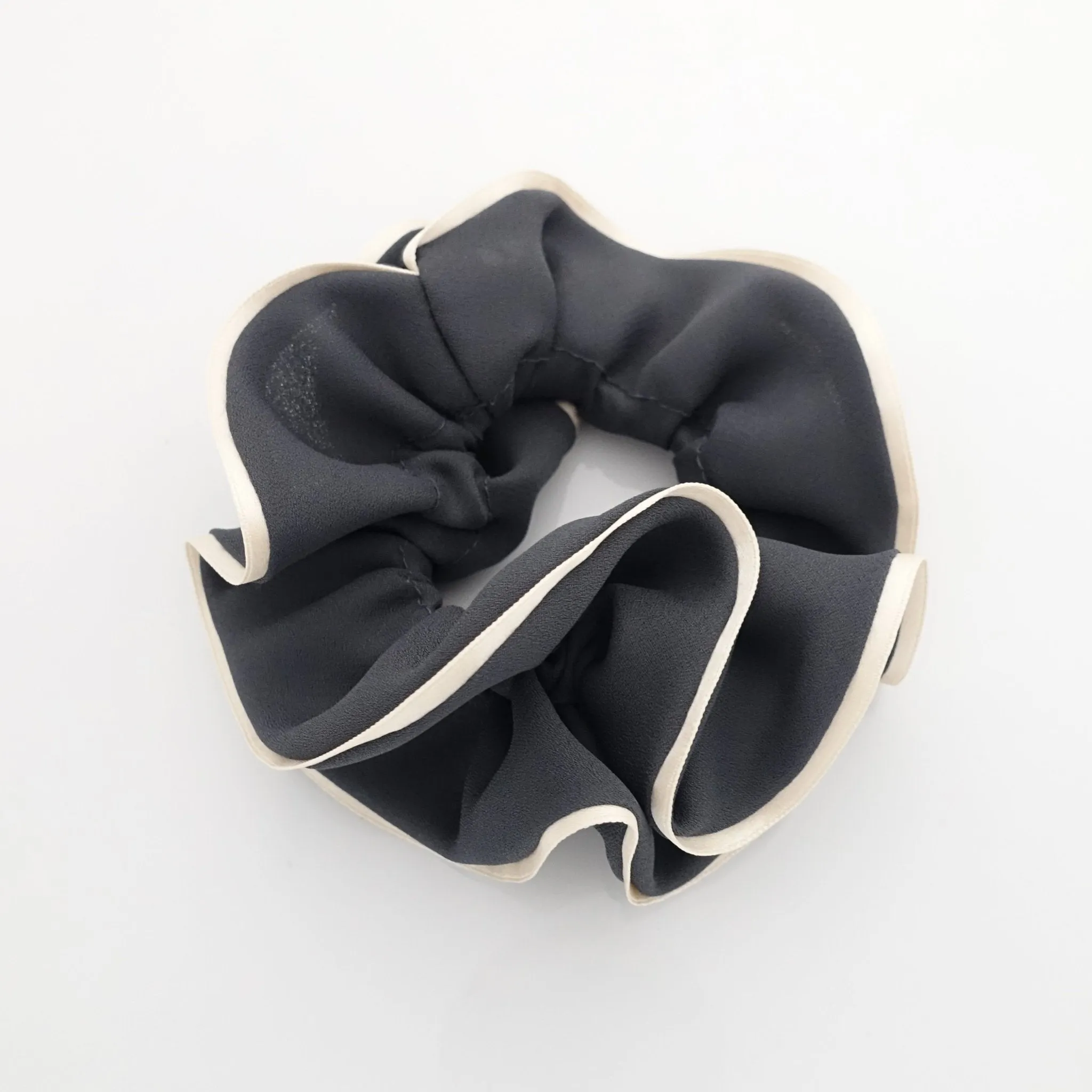 2 trim chiffon scrunchy glossy edge trim scrunchies women hair accessories