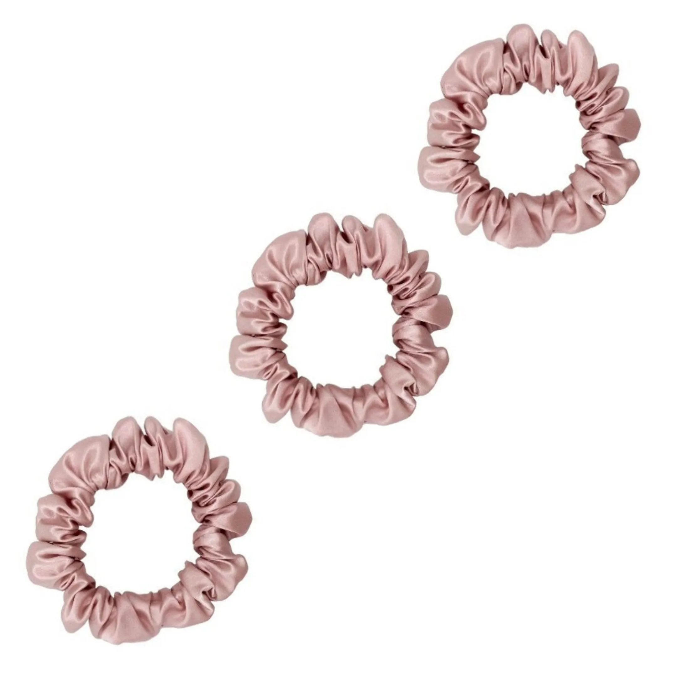 3 Pack Premium Mulberry Silk Scrunchies - Navy  - Small