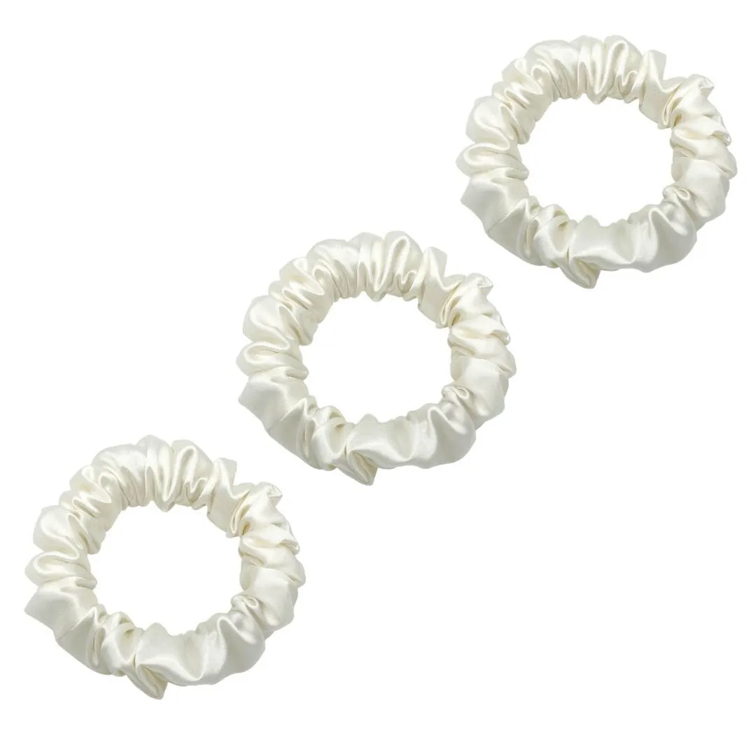 3 Pack Premium Mulberry Silk Scrunchies - Navy  - Small