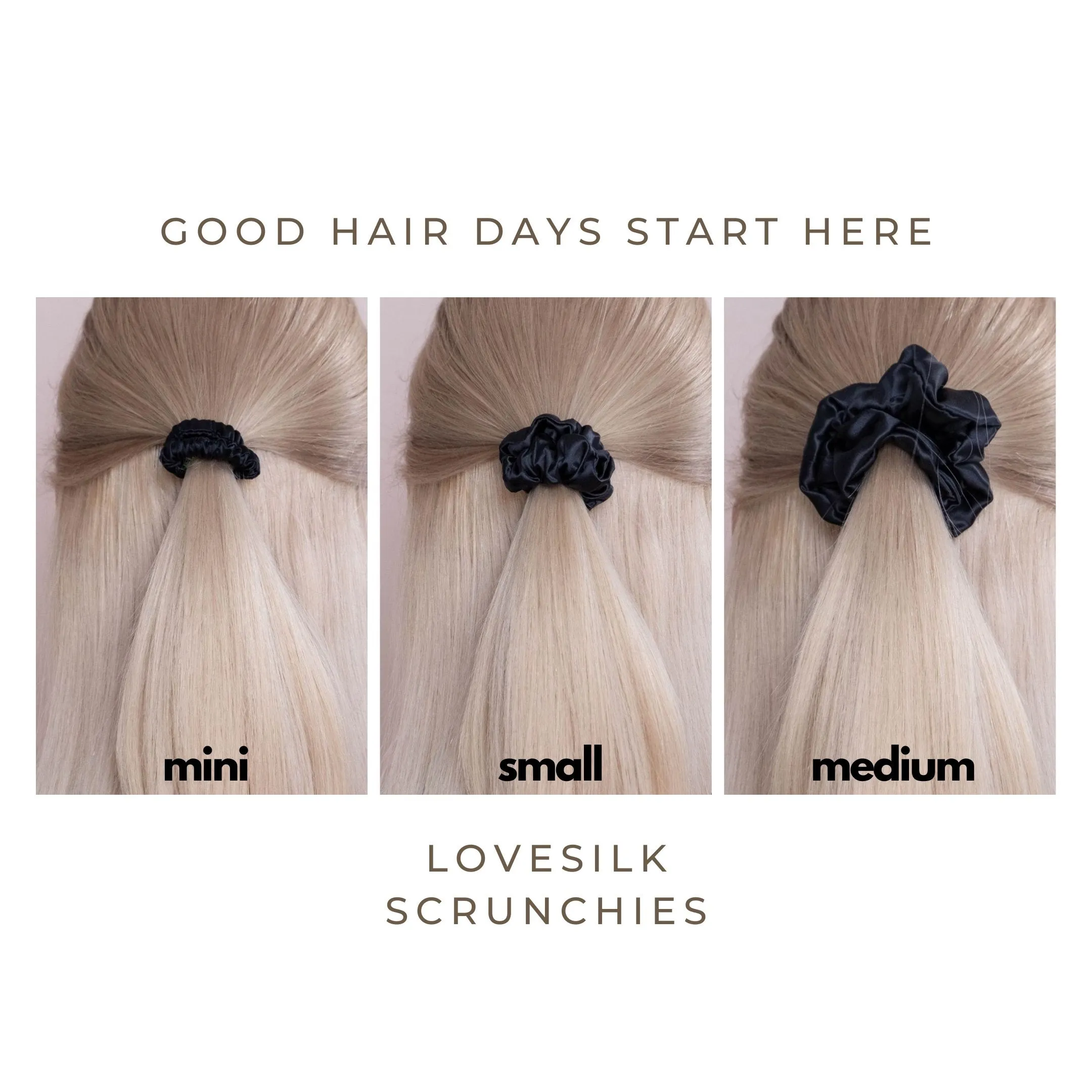 3 Pack Premium Mulberry Silk Scrunchies - Navy  - Small