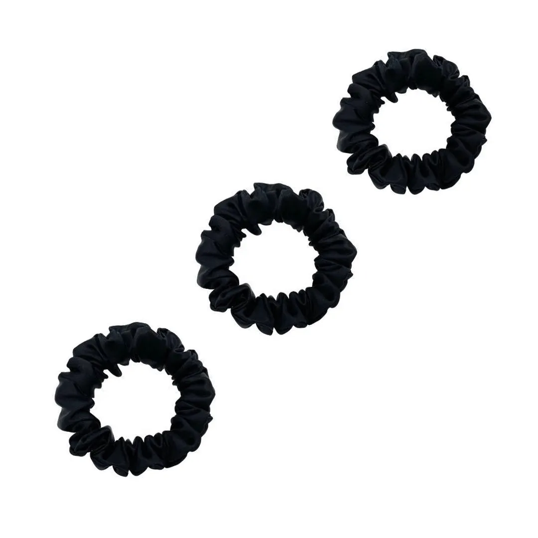 3 Pack Premium Mulberry Silk Scrunchies - Navy  - Small