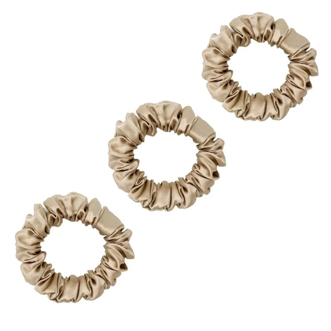 3 Pack Premium Mulberry Silk Scrunchies - Navy  - Small