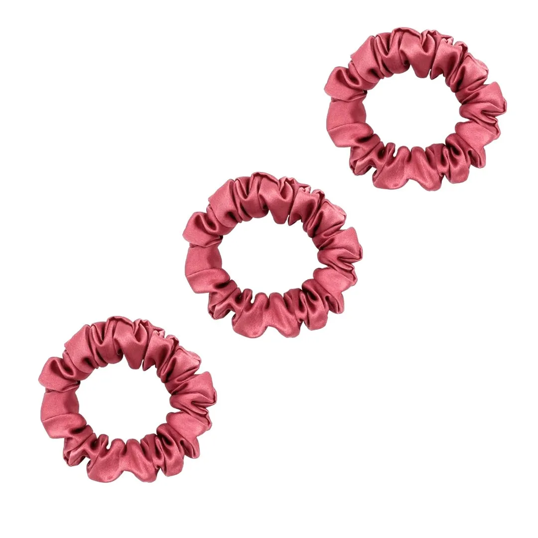 3 Pack Premium Mulberry Silk Scrunchies - Navy  - Small