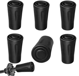 6 Pack Hiking Walking Sticks Rubber Tips, Replacement Tips Protectors for Trekking Poles, Fits Most Standard Hiking, Trekking, Walking Poles