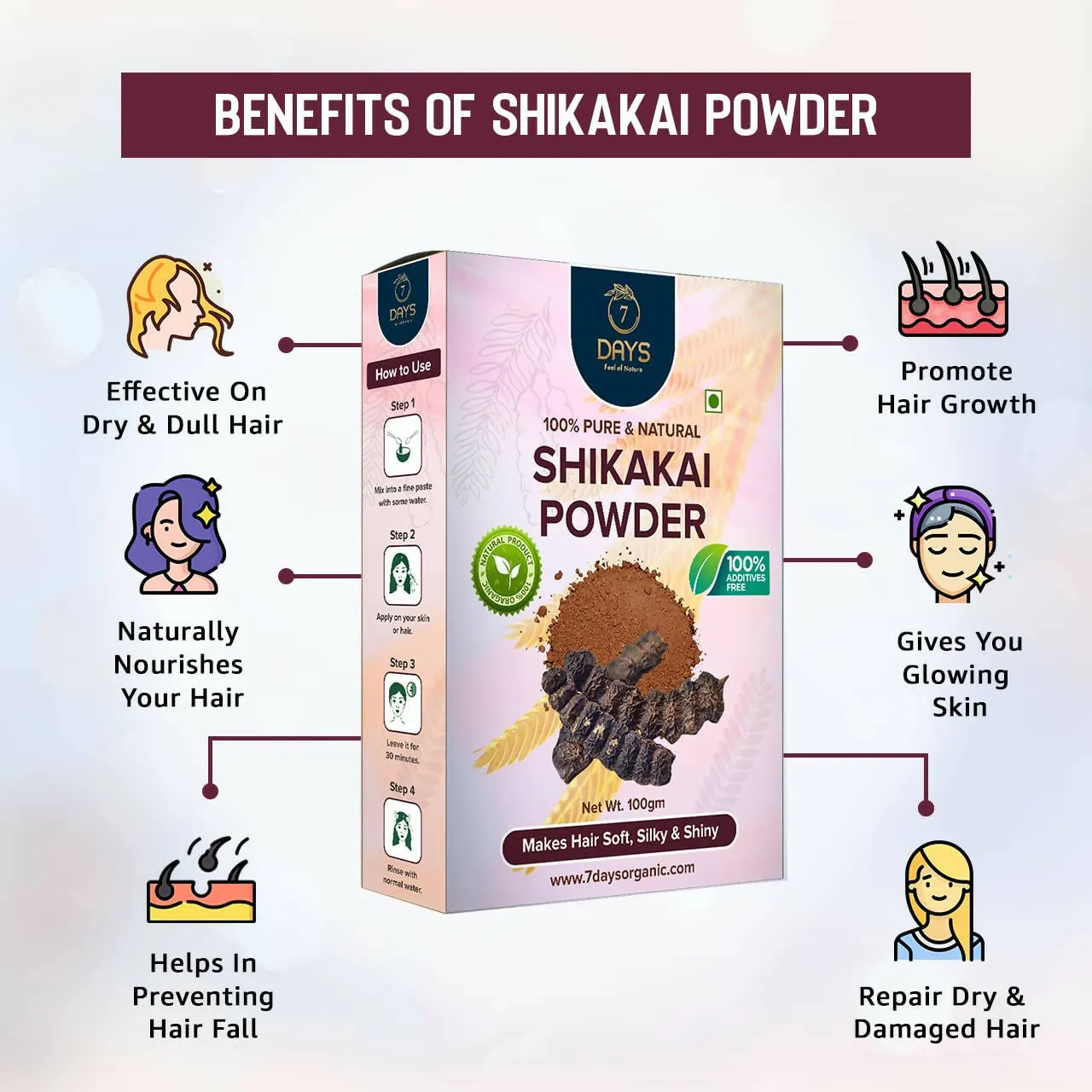 7 Days 100% Pure & Natural Shikakai Powder