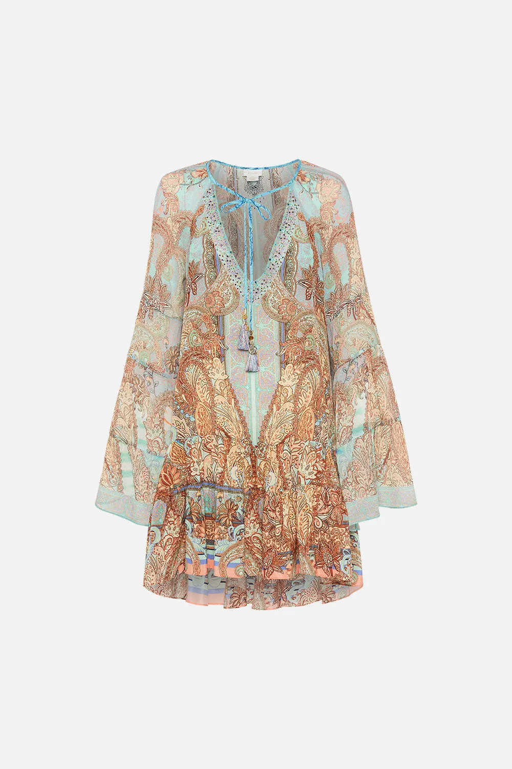 A-LINE GATHERED PANEL DRESS MAKE LOVE NOT WAR