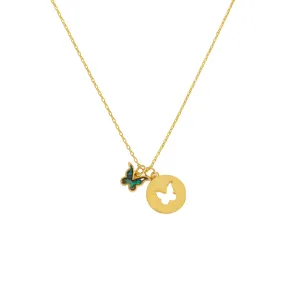 Abalone Butterfly Necklace - Gold Plated
