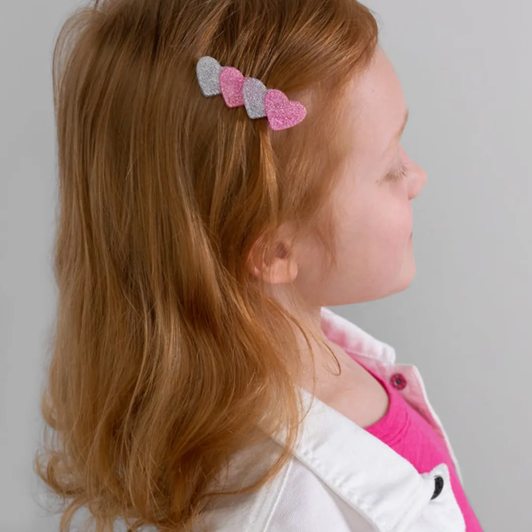 Acrylic Glitter Heart Clip - Pink