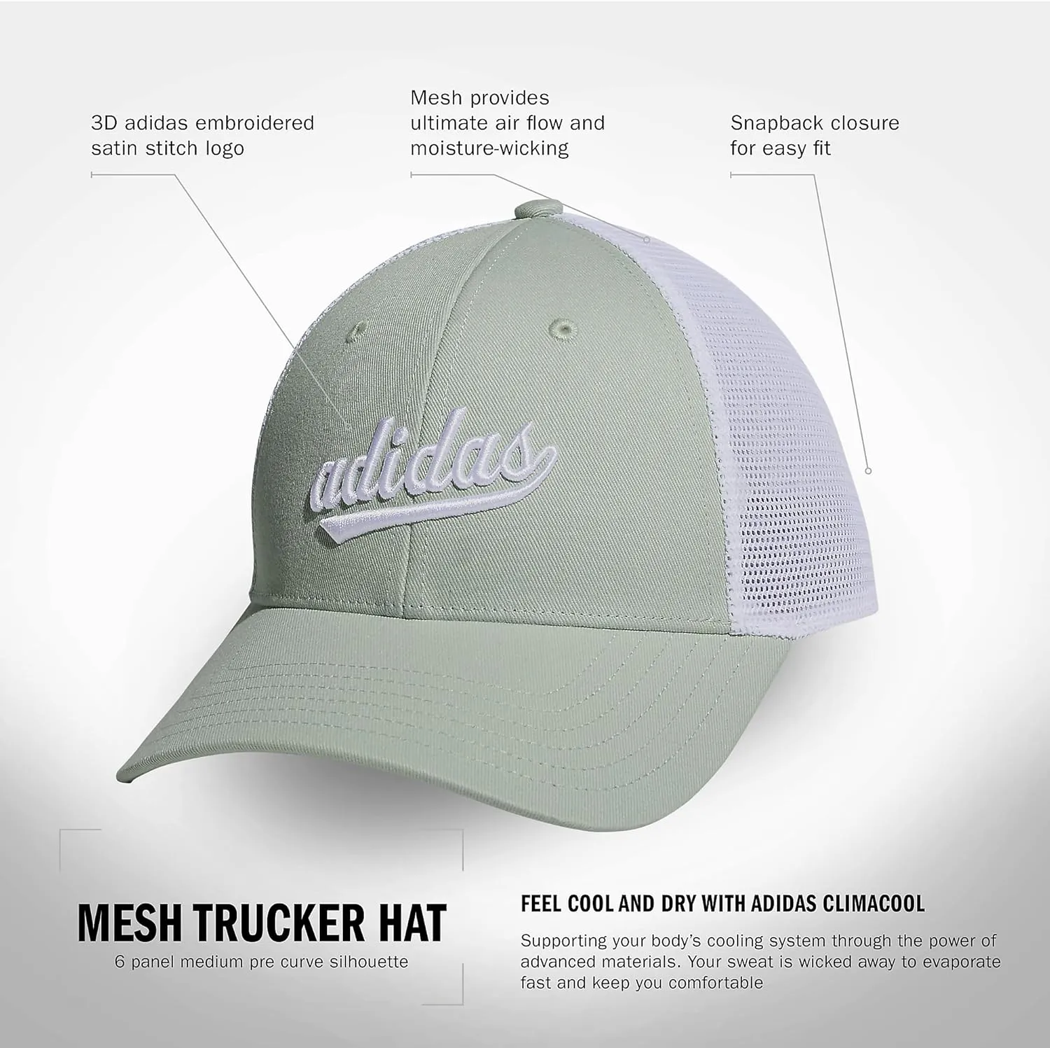 adidas Women's Mesh Back Snapback Cap Adjustable Fit Trucker Hat