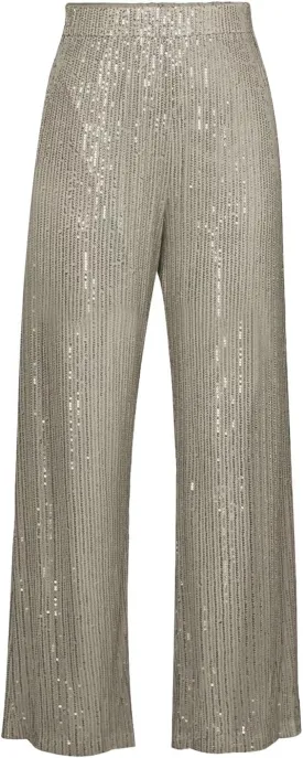 Aelidiya Women's Glitter Sequin Long Loose Pants Bling Party Clubwear Elastic Casual Pants
