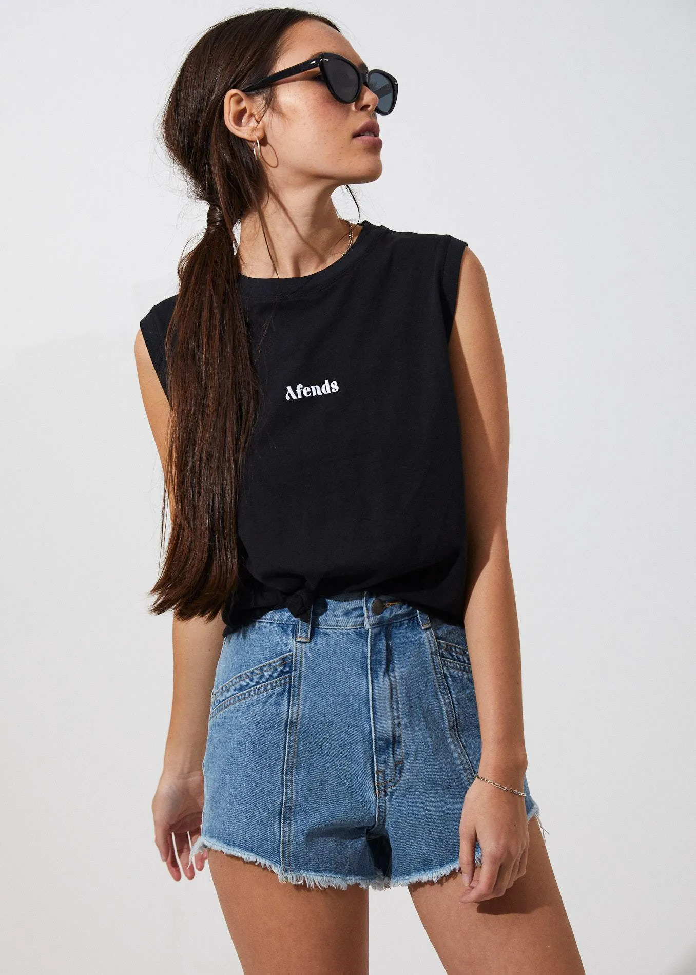 Afends Womens Baby - Retro Bandcut Tee - Black