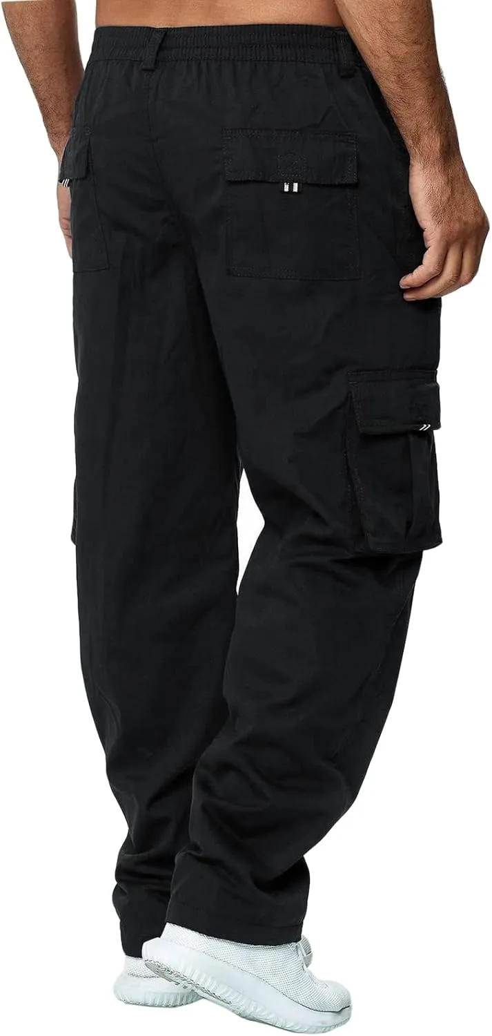 AIFARLD Men's Cargo Pants with Pockets Cotton Hiking Sweatpants Casual Athletic Jogger Sports Outdoor Trousers Relaxed Fit