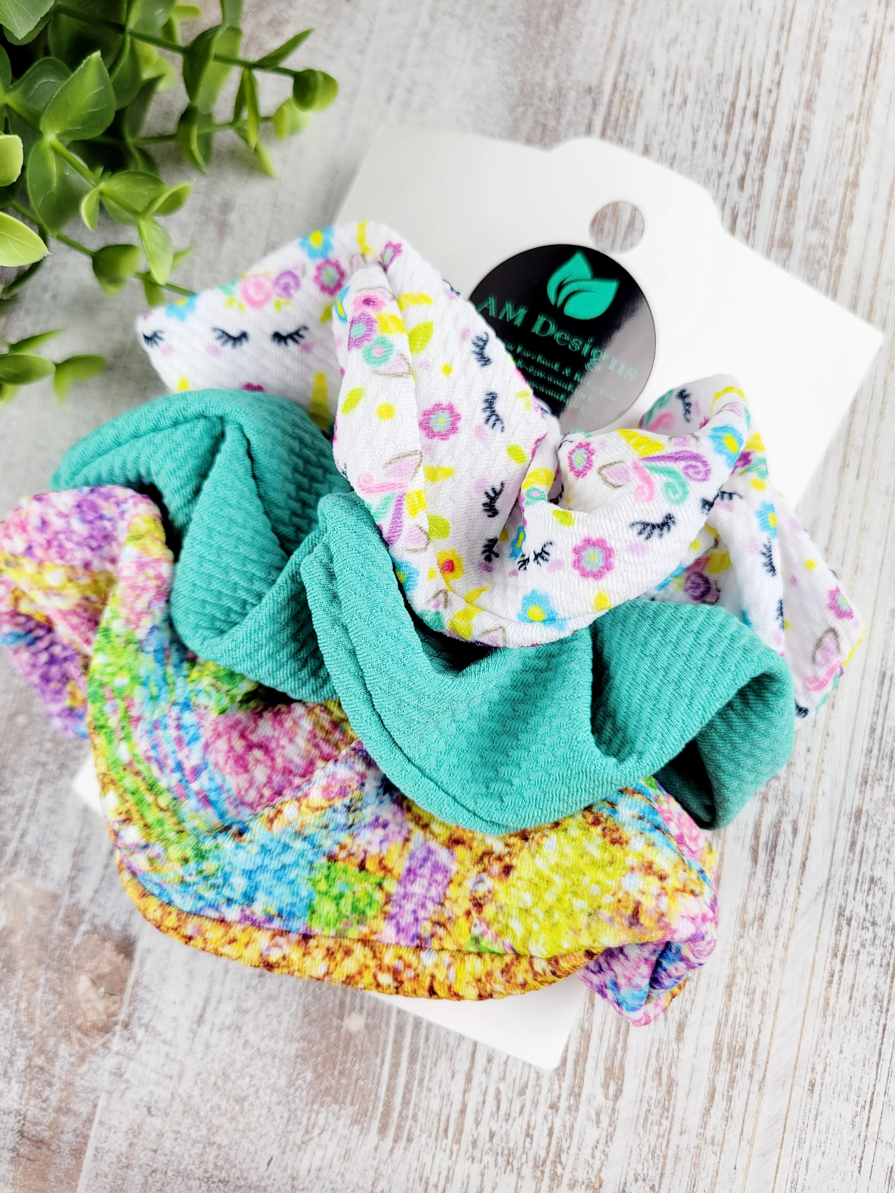 AM Designs, Fabric Scrunchies, 3 Pack