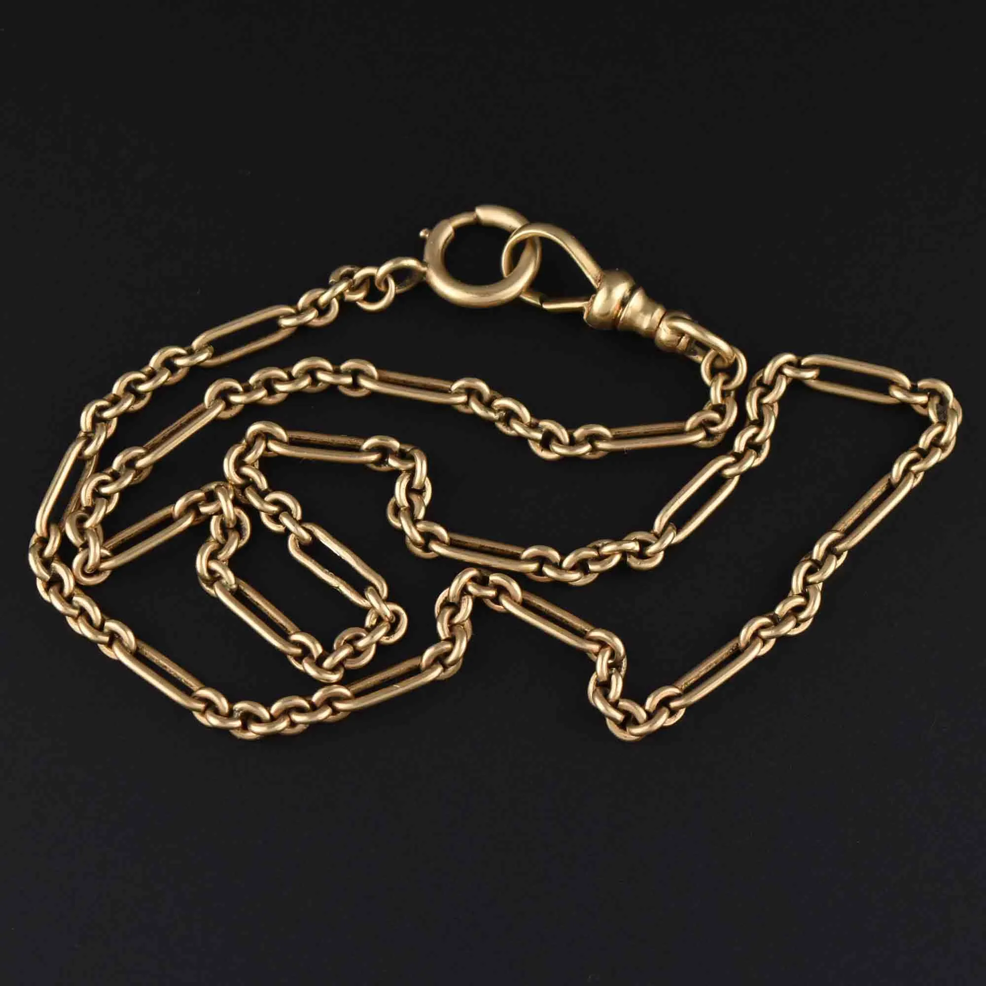 Exquisite 14K Gold Fancy Link Pocket Watch Chain Necklace - Vintage Elegance and Timeless Charm