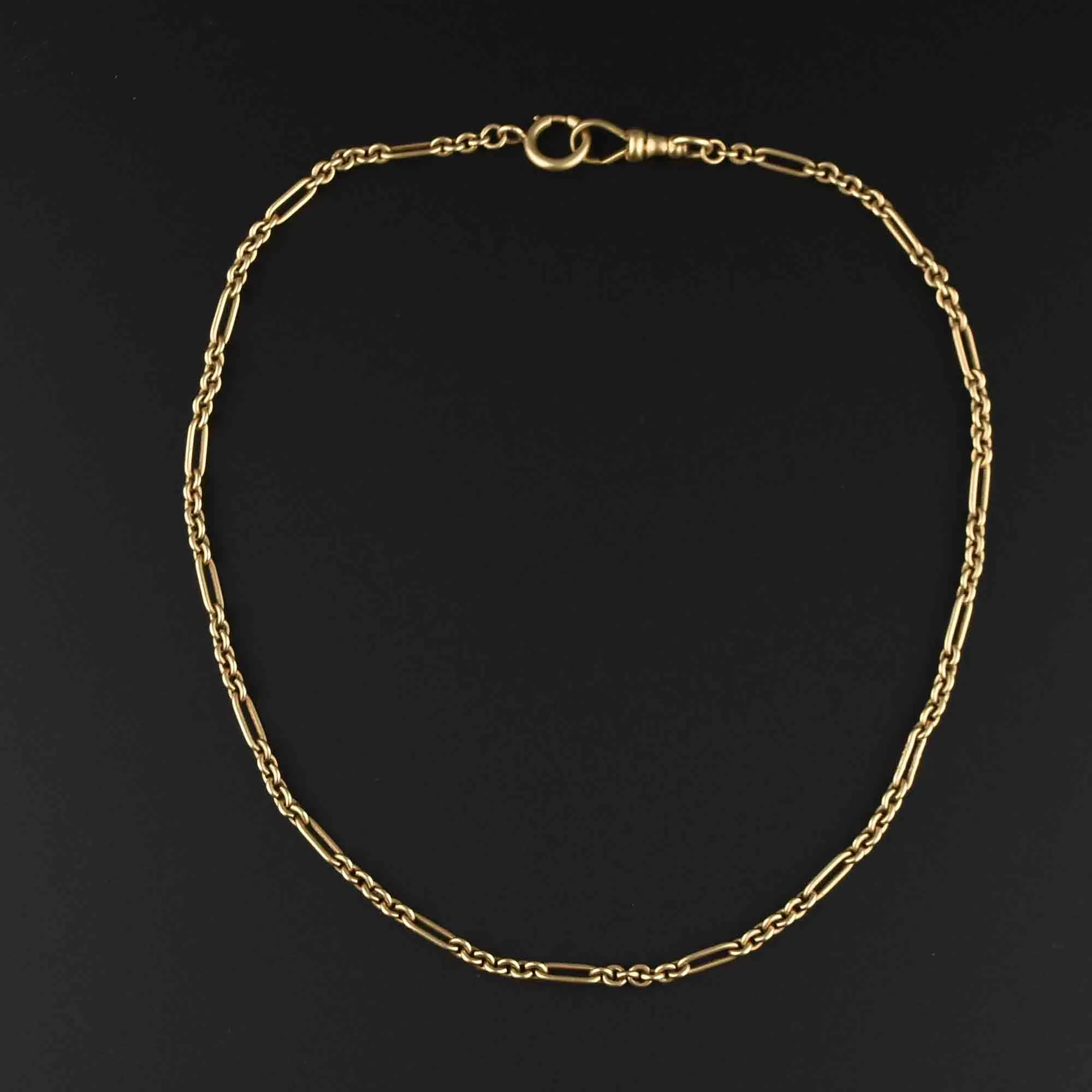 Exquisite 14K Gold Fancy Link Pocket Watch Chain Necklace - Vintage Elegance and Timeless Charm
