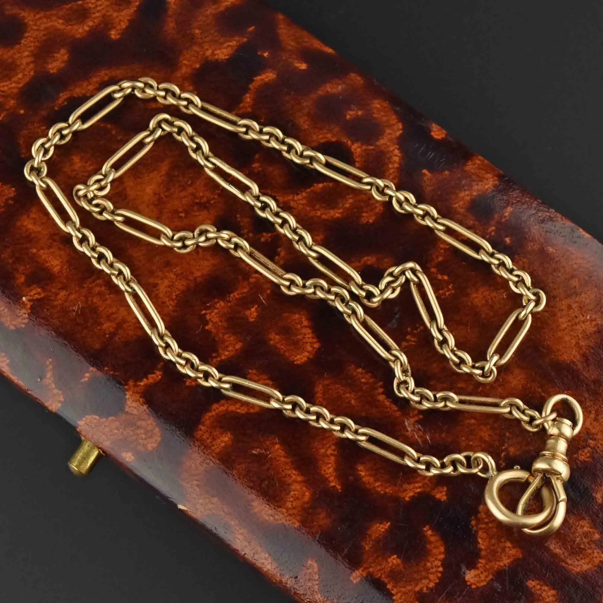 Exquisite 14K Gold Fancy Link Pocket Watch Chain Necklace - Vintage Elegance and Timeless Charm