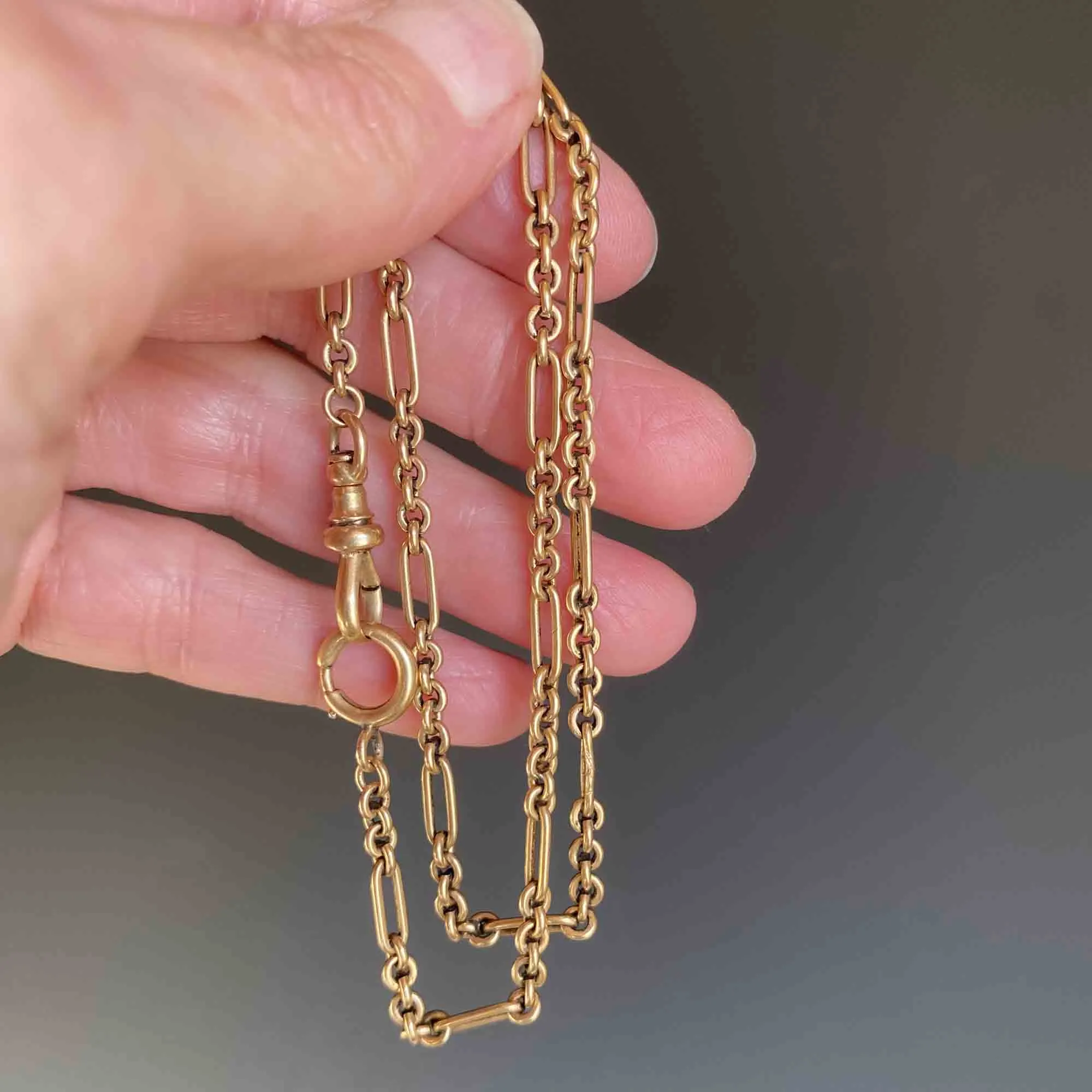 Exquisite 14K Gold Fancy Link Pocket Watch Chain Necklace - Vintage Elegance and Timeless Charm