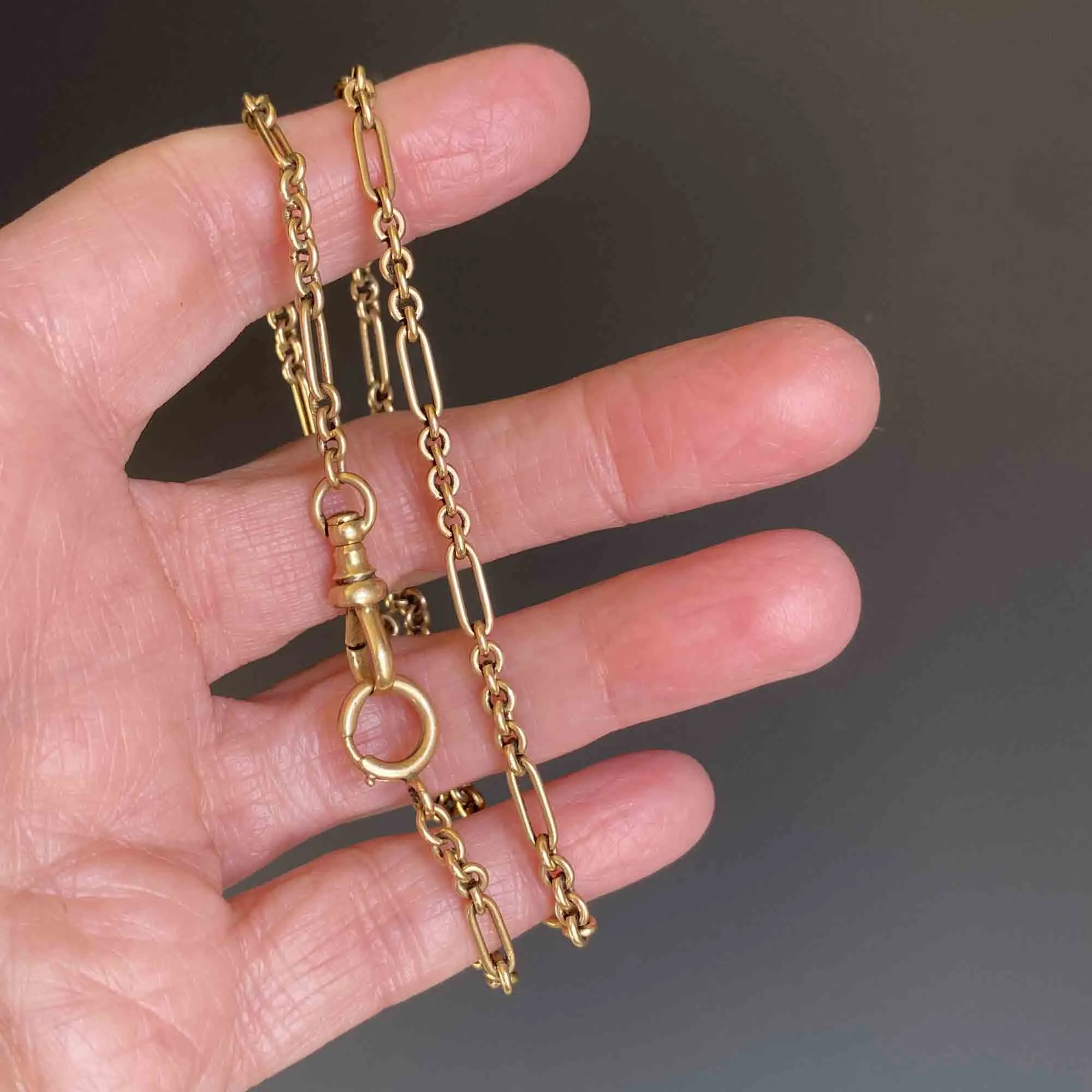 Exquisite 14K Gold Fancy Link Pocket Watch Chain Necklace - Vintage Elegance and Timeless Charm