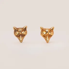 Antique 9ct Gold Fox Stud Earrings