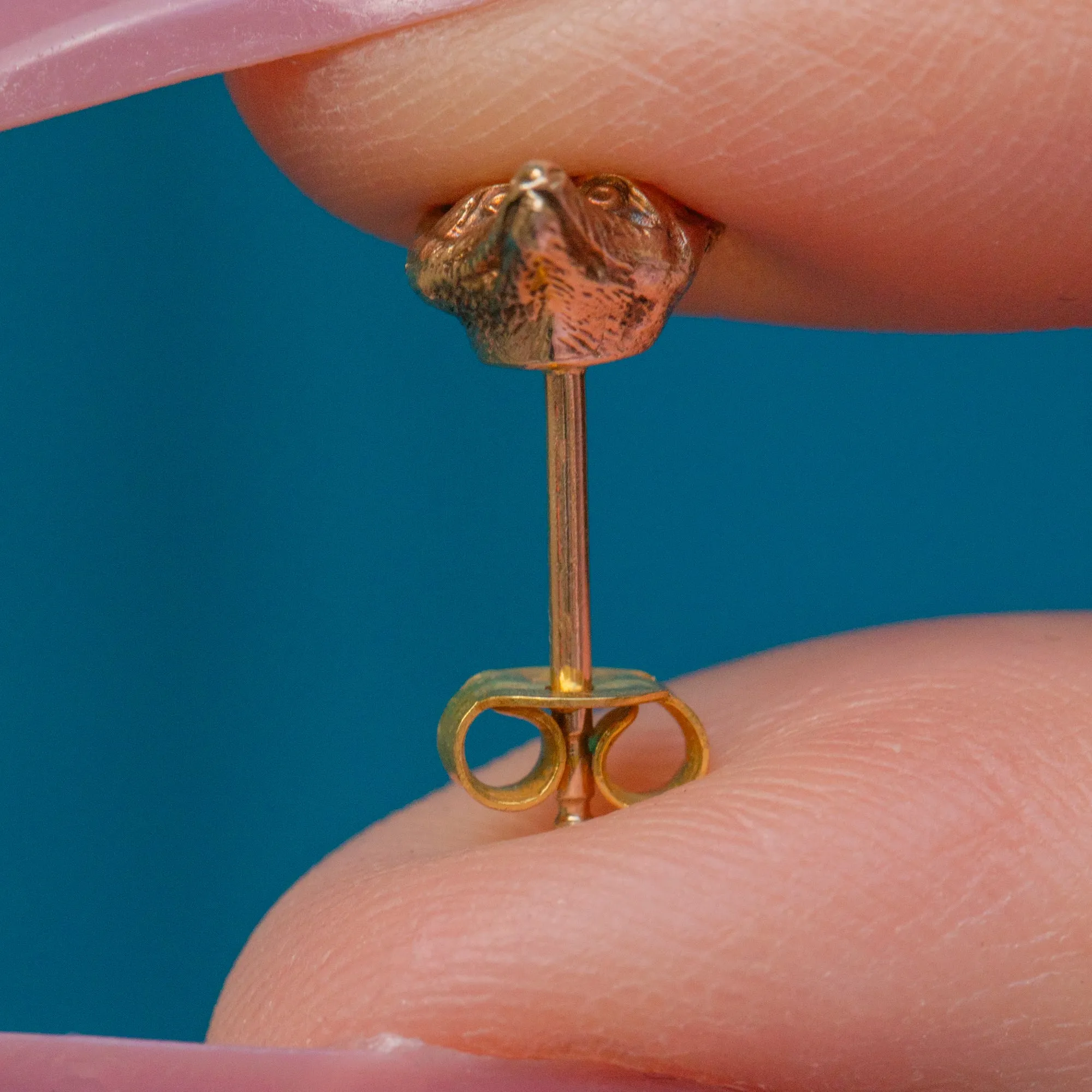 Antique 9ct Gold Fox Stud Earrings