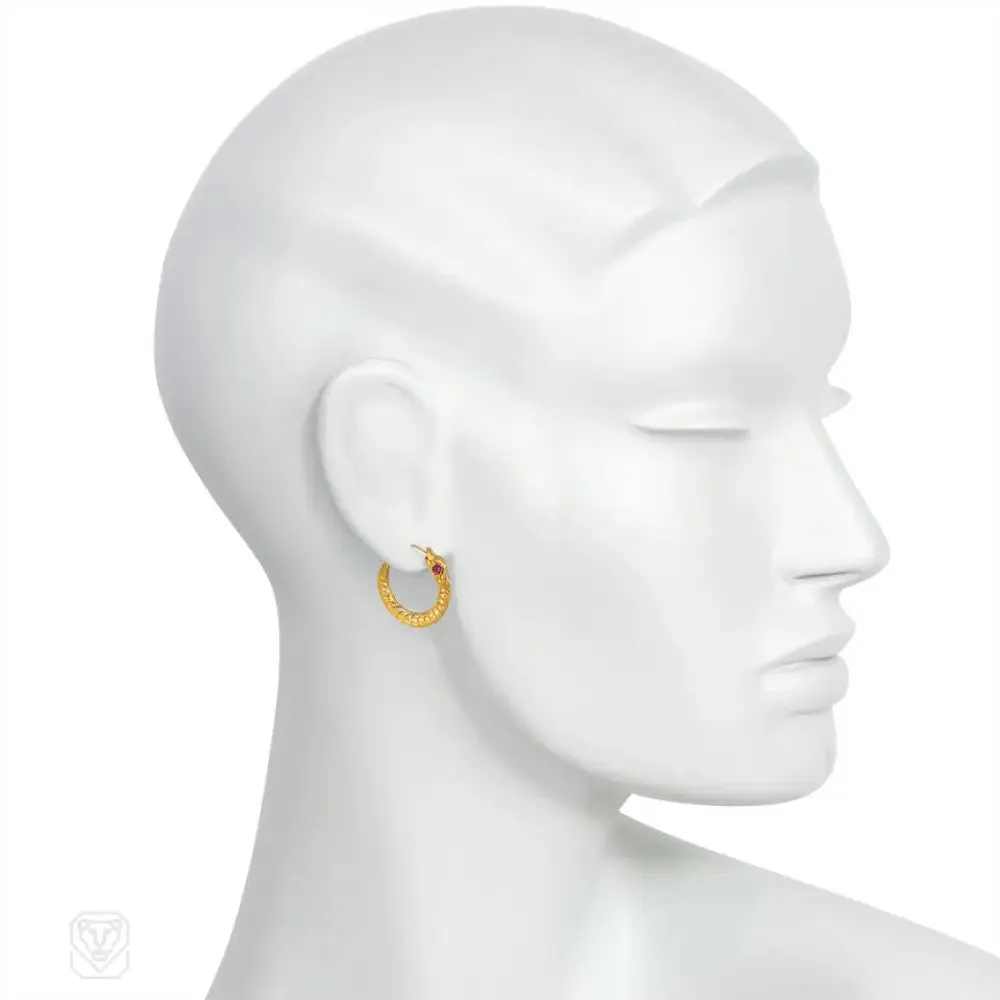 Antique Gold Snake Earrings