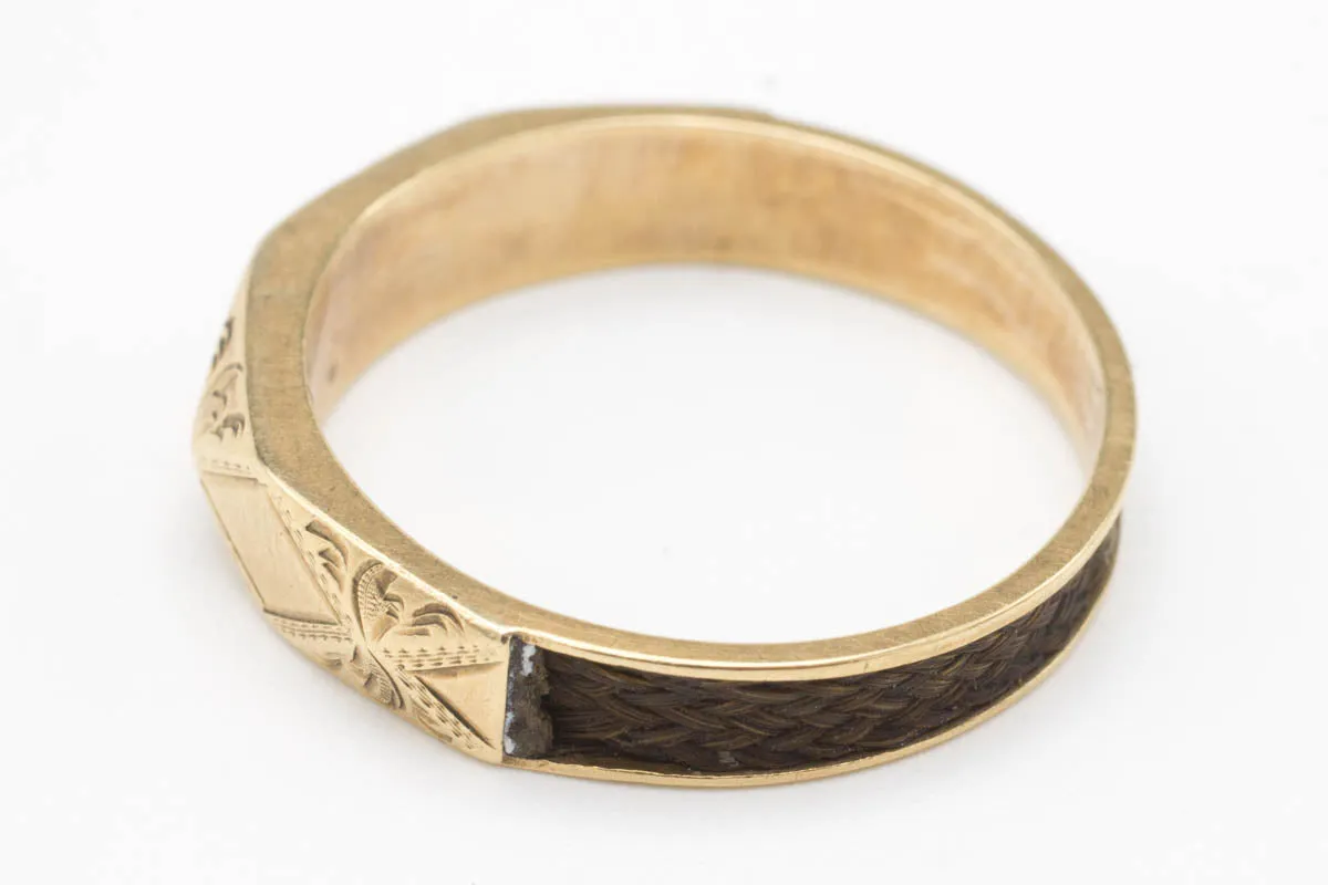Antique Memorial Gold & Woven Hair Ring