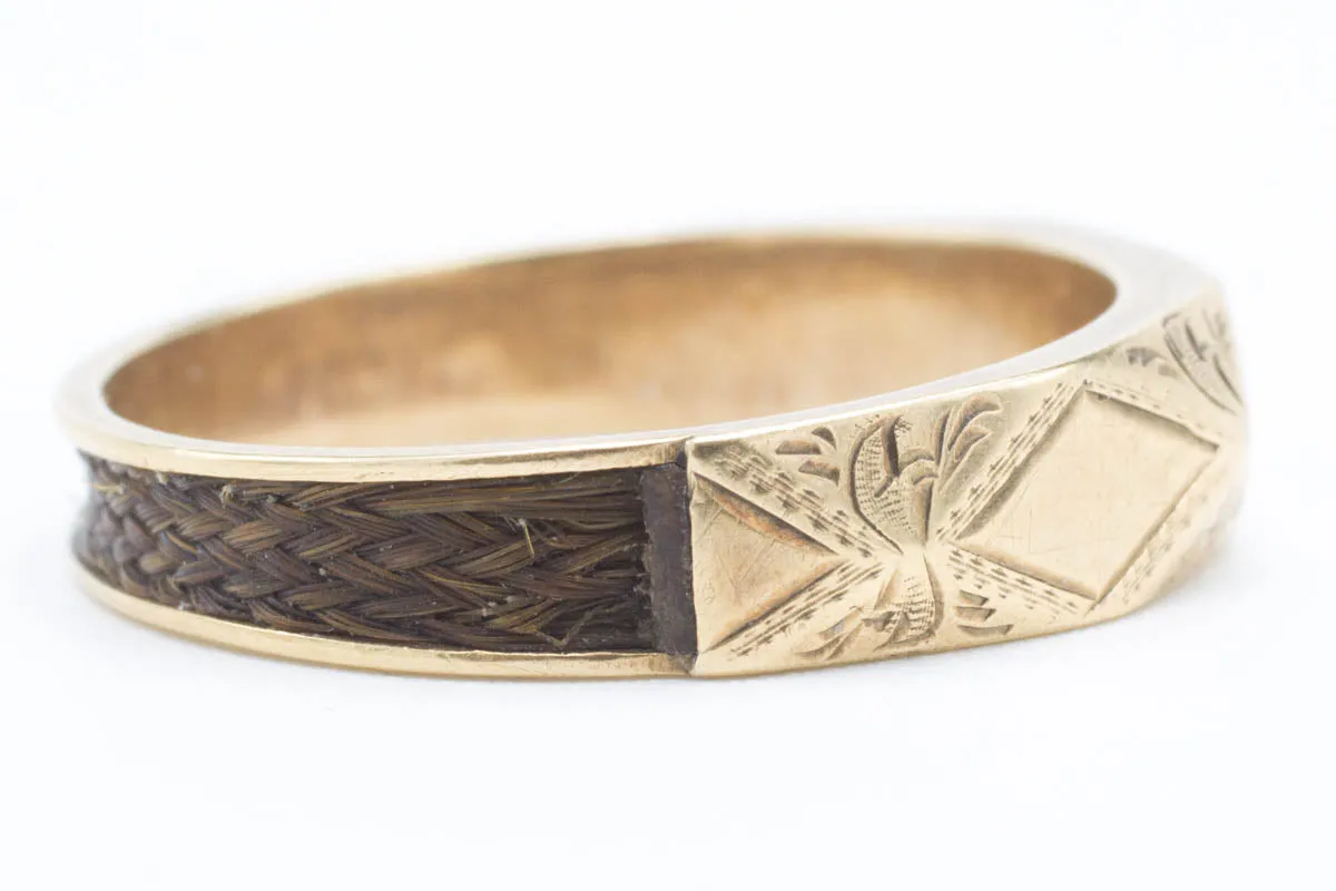 Antique Memorial Gold & Woven Hair Ring