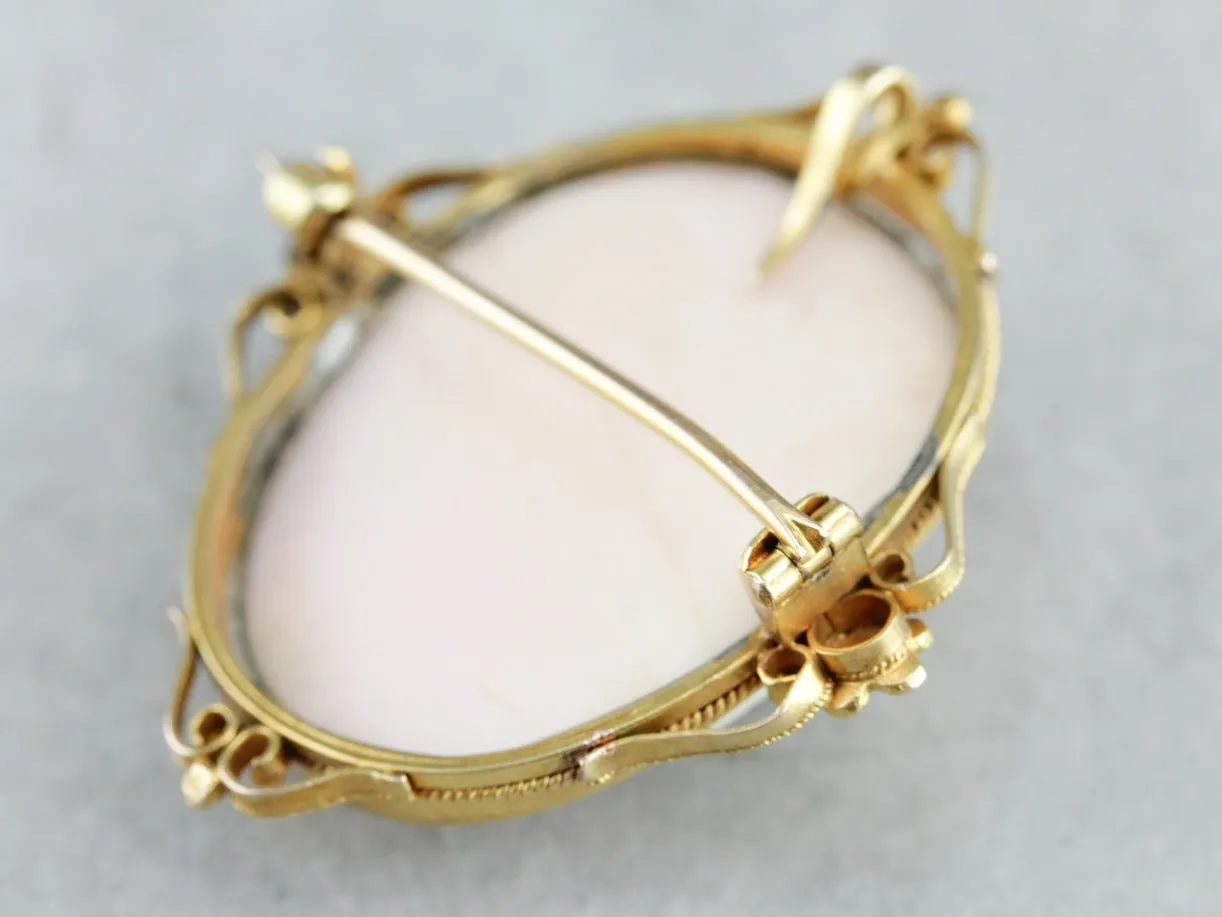 Antique Pink Cameo Brooch or Pendant