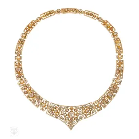 Antique Portuguese diamond, gold, and pearl necklace