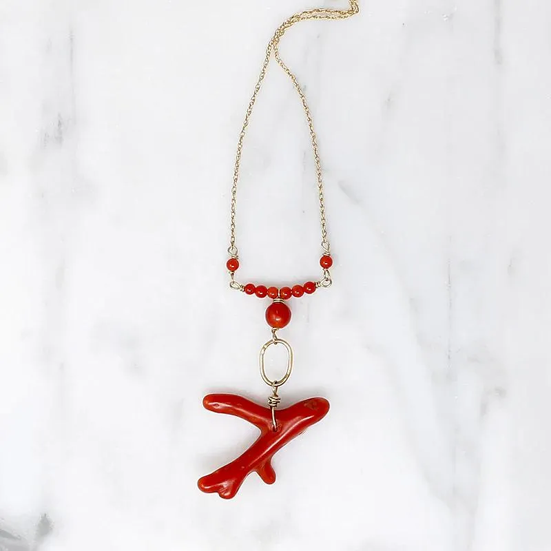 Antique Red Branch & Bead Necklace by brunet