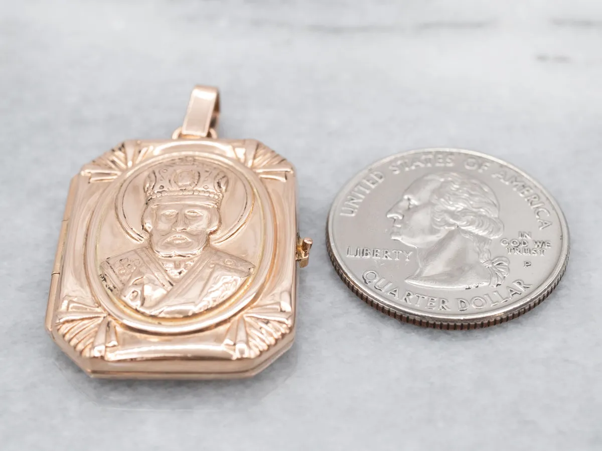 Antique Rose Gold Saint Nicholas Locket