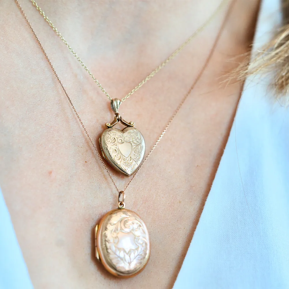Antique Victorian 9ct Gold Heart Locket Necklace