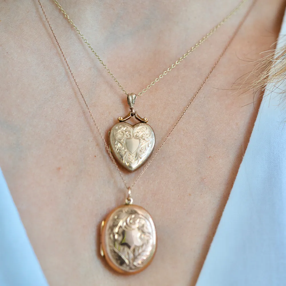 Antique Victorian 9ct Gold Heart Locket Necklace